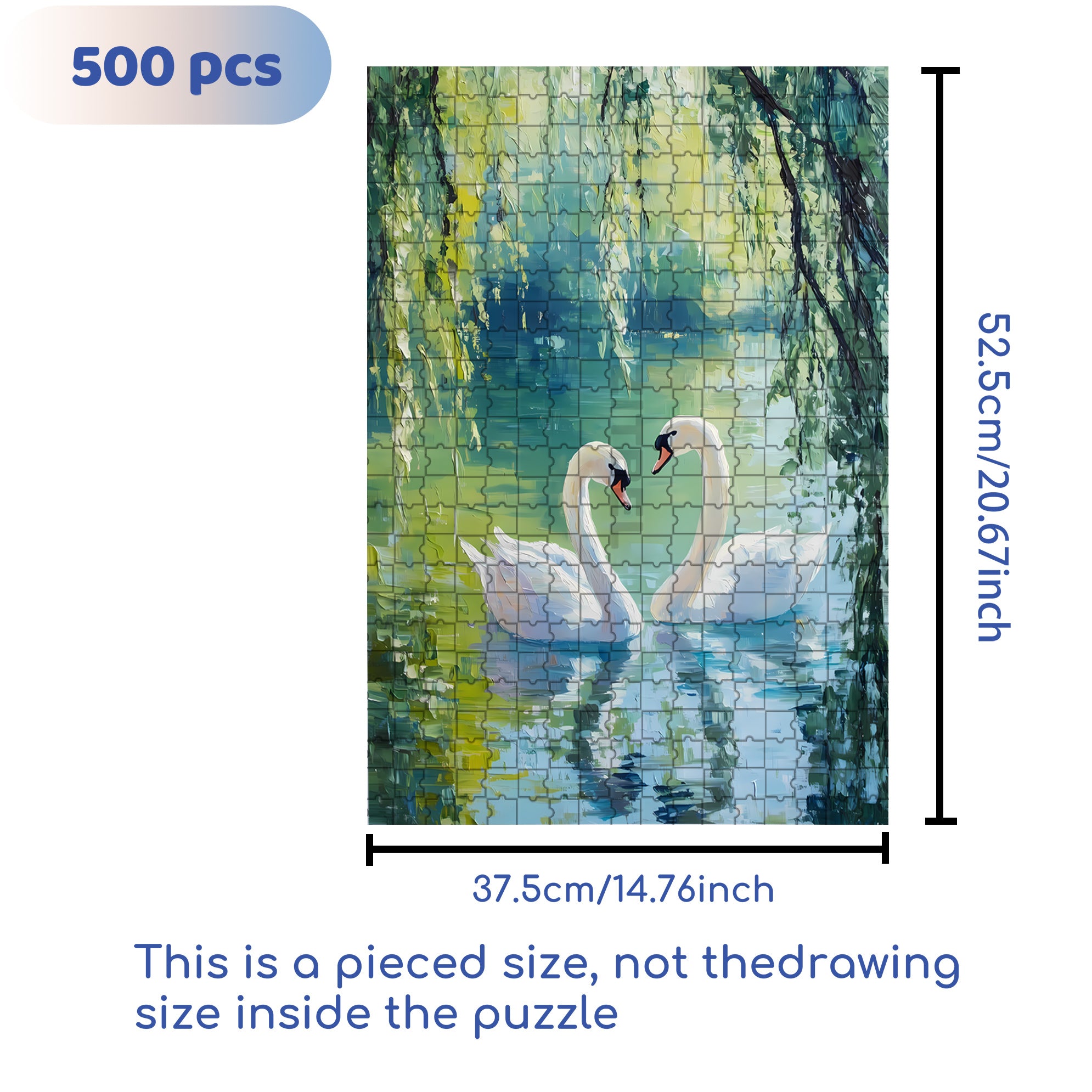 Swan Drawn 500pcs/1000pcs Jigsaw Puzzle, Scratch-Resistant, Interactive Family Game & Brain-Boosting DIY Decor, Perfect for Halloween, Christmas & New Year Gifts, Family Puzzle Game