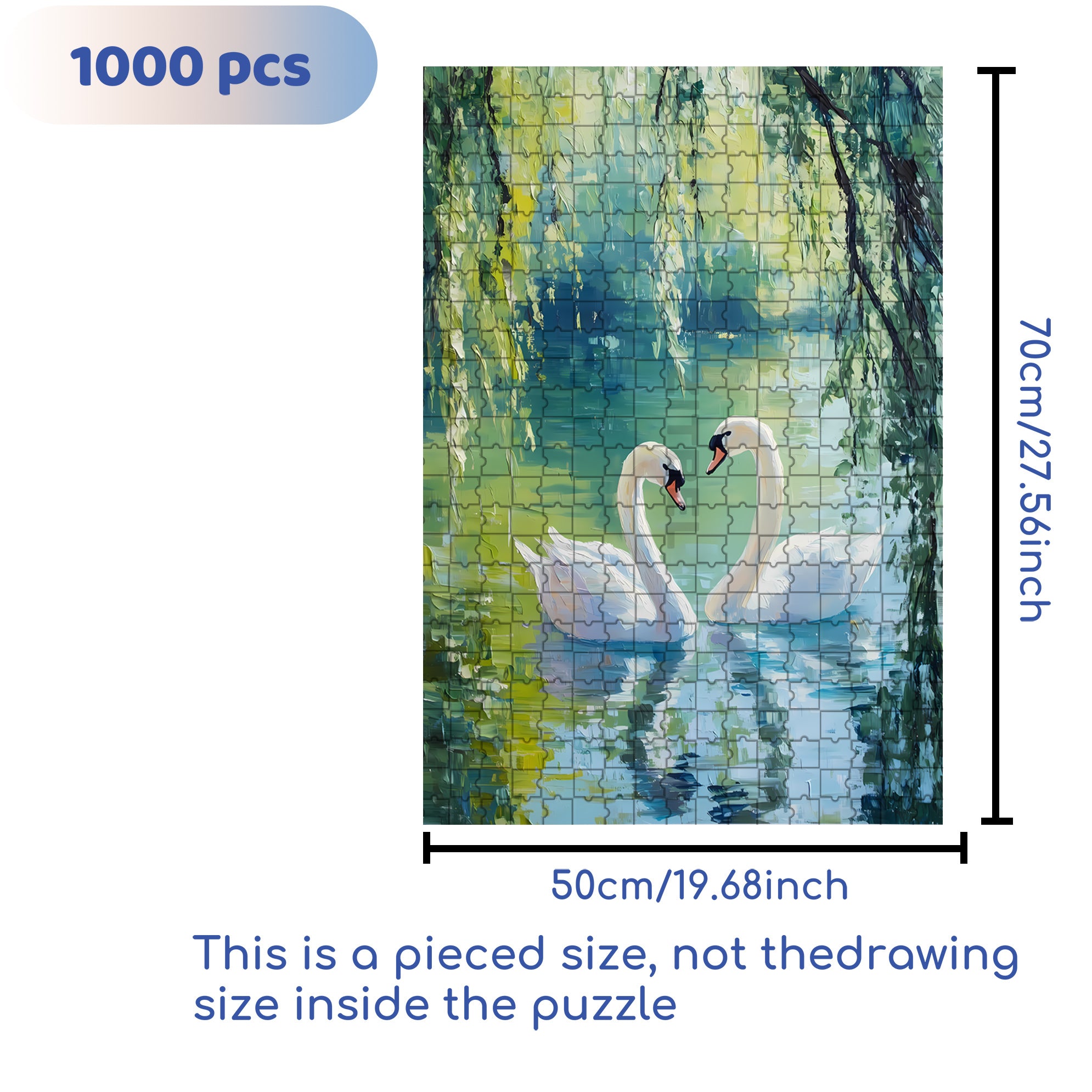 Swan Drawn 500pcs/1000pcs Jigsaw Puzzle, Scratch-Resistant, Interactive Family Game & Brain-Boosting DIY Decor, Perfect for Halloween, Christmas & New Year Gifts, Family Puzzle Game