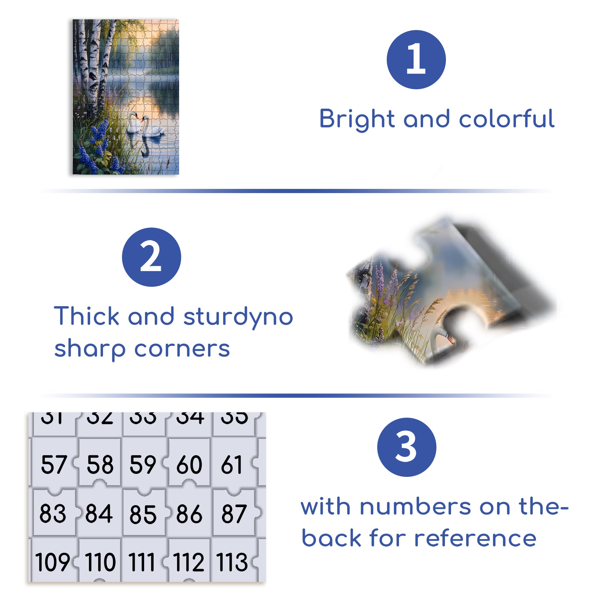 Swans 500pcs/1000pcs Jigsaw Puzzle, Scratch-Resistant, Interactive Family Game & Brain-Boosting DIY Decor, Perfect for Halloween, Christmas & New Year Gifts, Family Puzzle Game