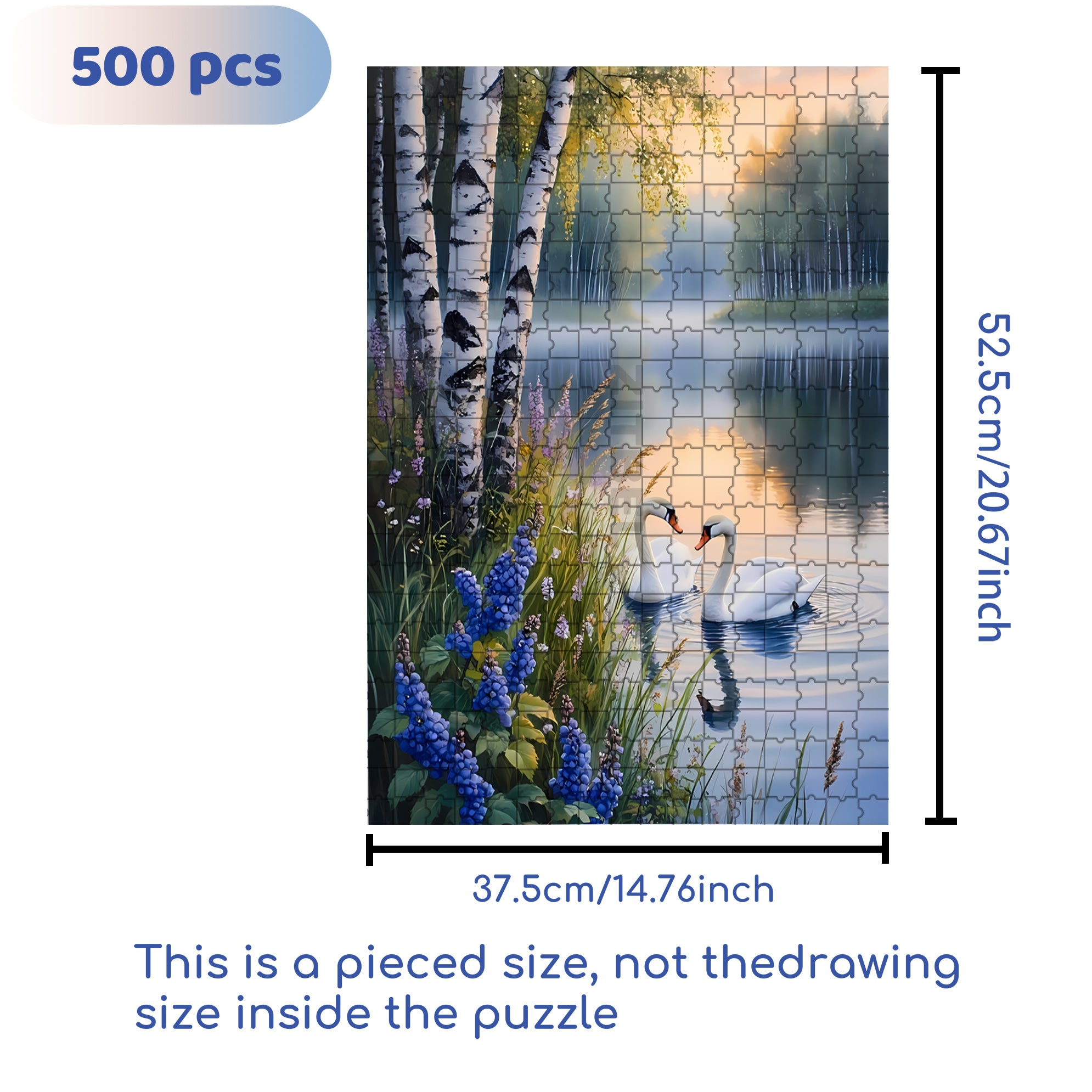 Swans 500pcs/1000pcs Jigsaw Puzzle, Scratch-Resistant, Interactive Family Game & Brain-Boosting DIY Decor, Perfect for Halloween, Christmas & New Year Gifts, Family Puzzle Game
