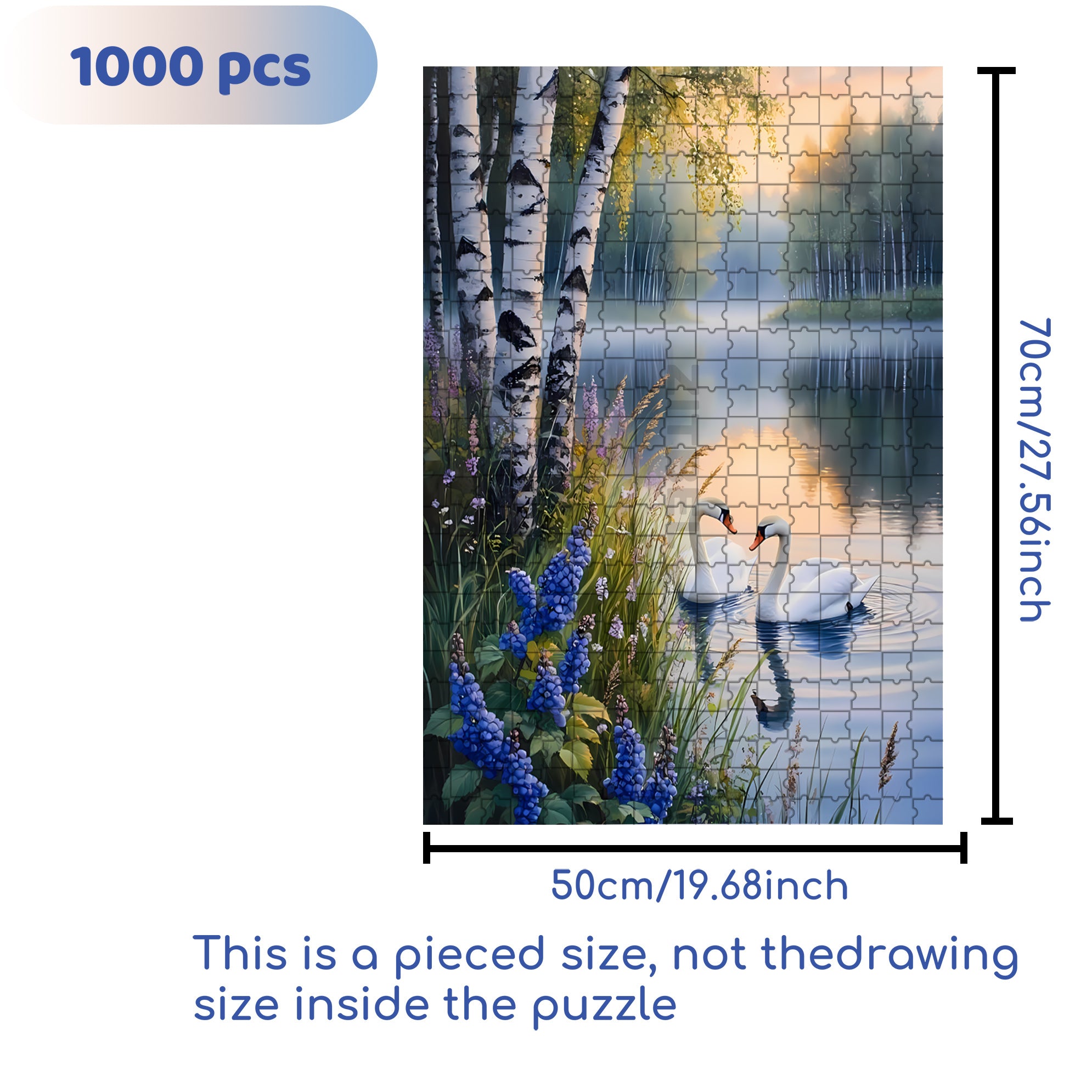Swans 500pcs/1000pcs Jigsaw Puzzle, Scratch-Resistant, Interactive Family Game & Brain-Boosting DIY Decor, Perfect for Halloween, Christmas & New Year Gifts, Family Puzzle Game