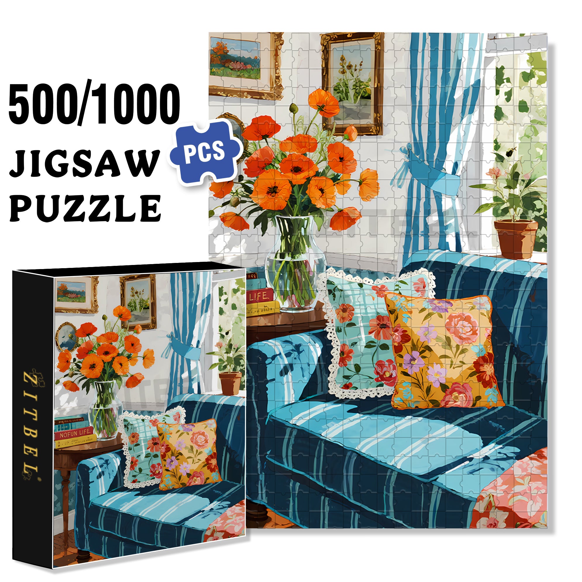 Sweet Home 500pcs/1000pcs Jigsaw Puzzle, Scratch-Resistant, Interactive Family Game & Brain-Boosting DIY Decor, Perfect for Halloween, Christmas & New Year Gifts, Family Puzzle Game