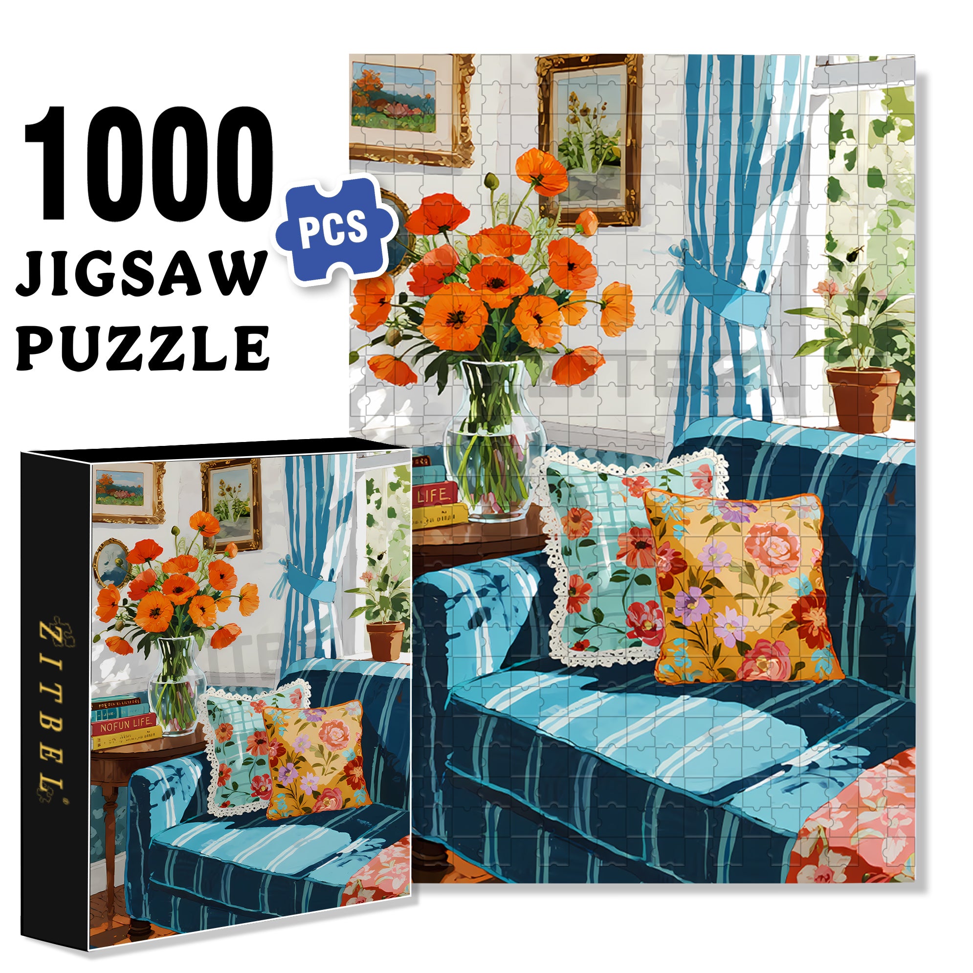 Sweet Home 500pcs/1000pcs Jigsaw Puzzle, Scratch-Resistant, Interactive Family Game & Brain-Boosting DIY Decor, Perfect for Halloween, Christmas & New Year Gifts, Family Puzzle Game