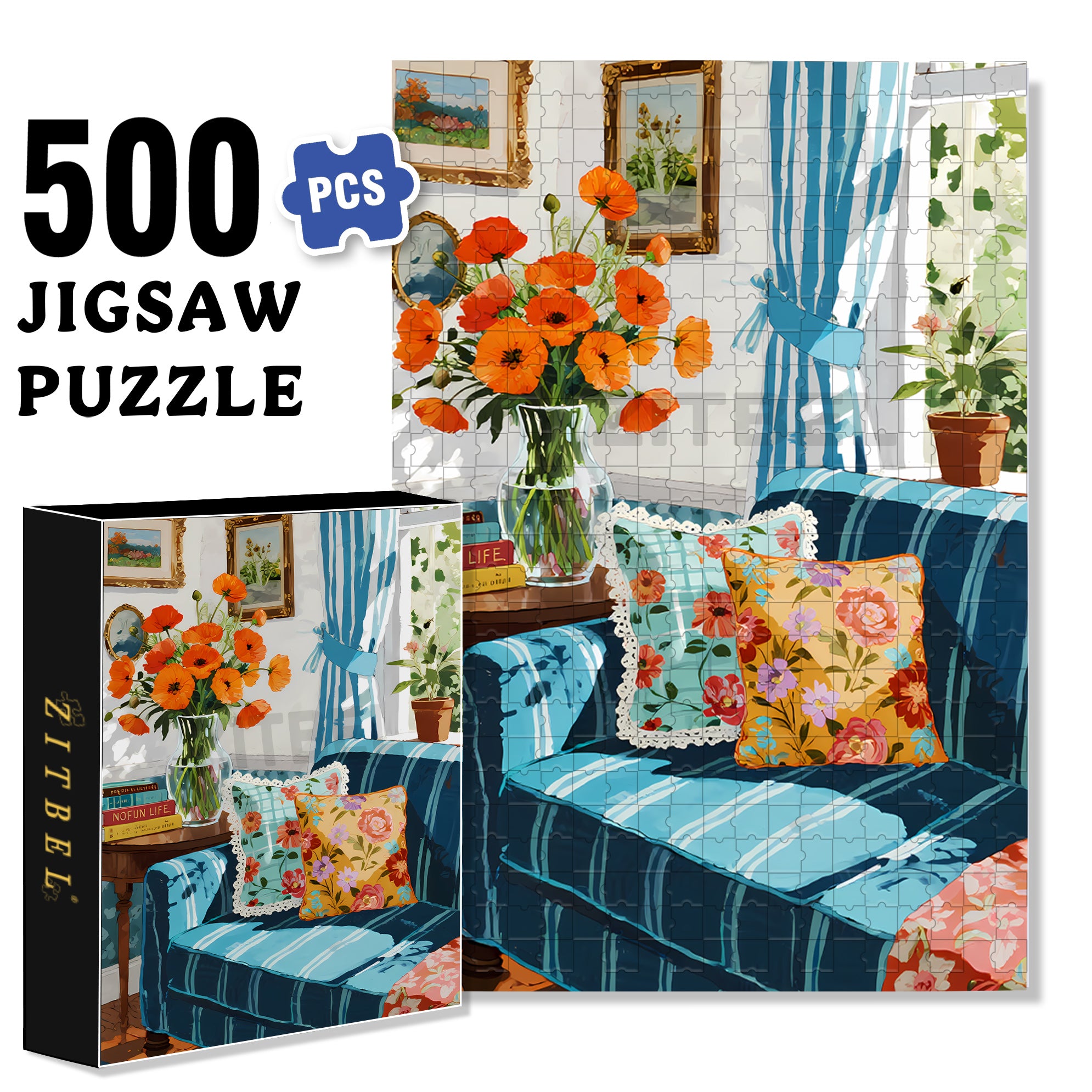 Sweet Home 500pcs/1000pcs Jigsaw Puzzle, Scratch-Resistant, Interactive Family Game & Brain-Boosting DIY Decor, Perfect for Halloween, Christmas & New Year Gifts, Family Puzzle Game