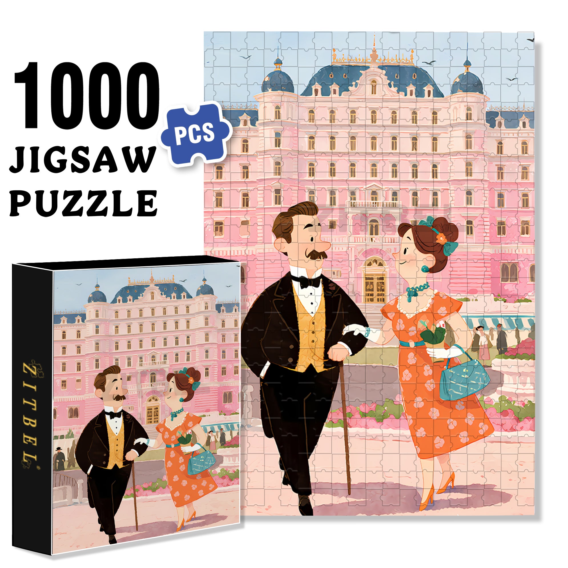 The Grand Budapest Hotel 500pcs/1000pcs Jigsaw Puzzle, Scratch-Resistant, Interactive Family Game & Brain-Boosting DIY Decor, Perfect for Halloween, Christmas & New Year Gifts, Family Puzzle Game