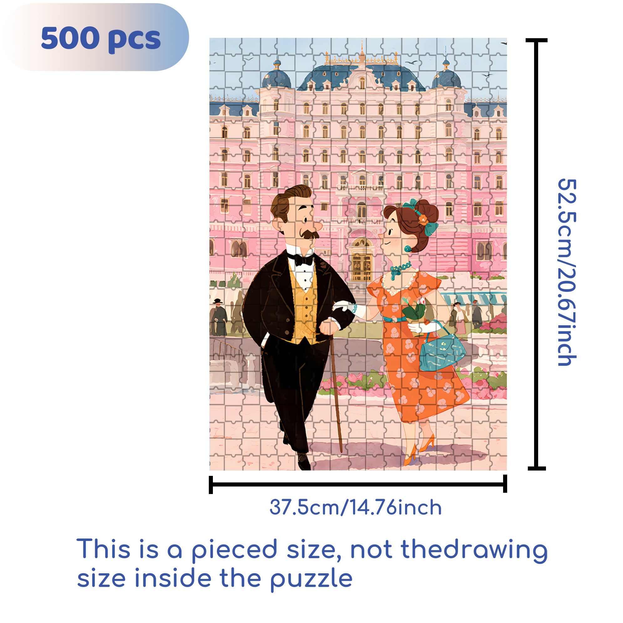 The Grand Budapest Hotel 500pcs/1000pcs Jigsaw Puzzle, Scratch-Resistant, Interactive Family Game & Brain-Boosting DIY Decor, Perfect for Halloween, Christmas & New Year Gifts, Family Puzzle Game
