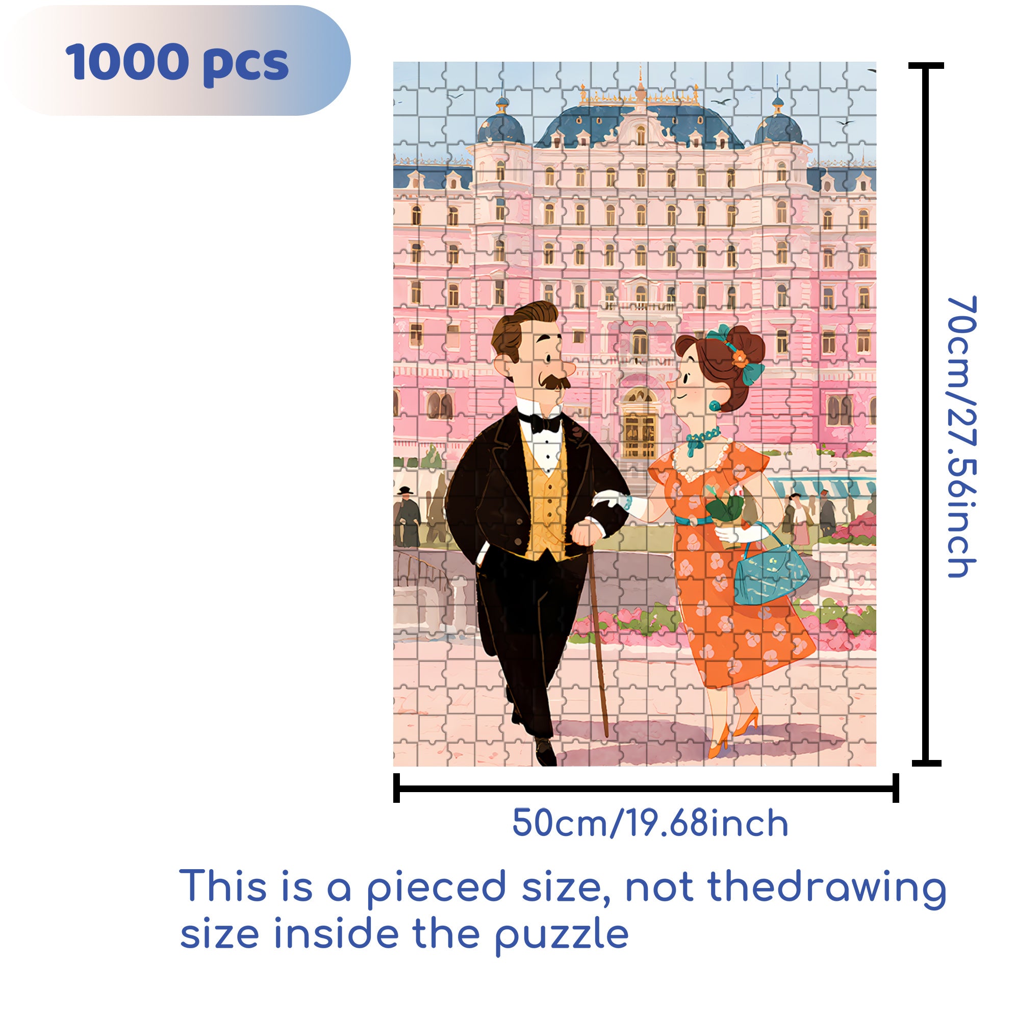 The Grand Budapest Hotel 500pcs/1000pcs Jigsaw Puzzle, Scratch-Resistant, Interactive Family Game & Brain-Boosting DIY Decor, Perfect for Halloween, Christmas & New Year Gifts, Family Puzzle Game