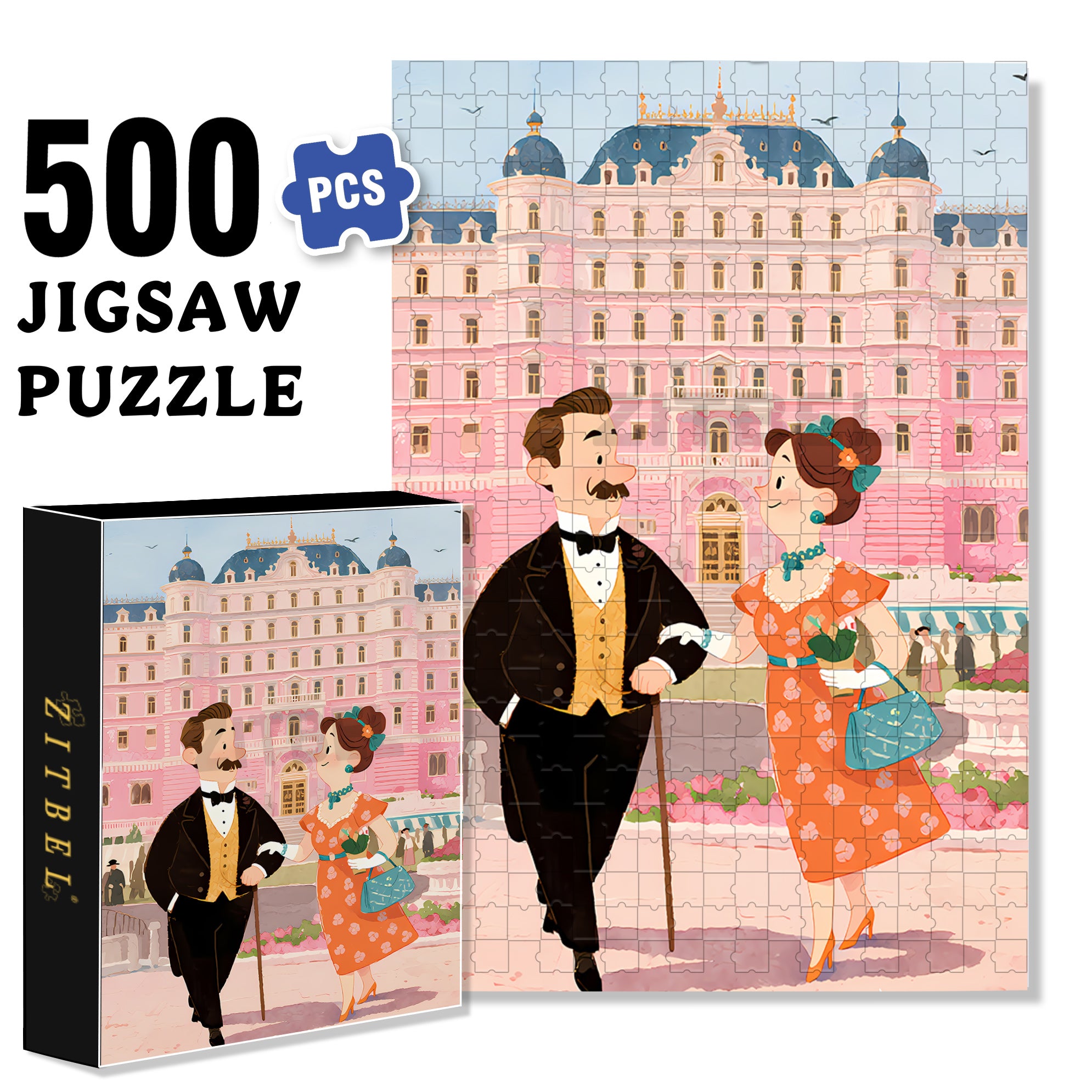 The Grand Budapest Hotel 500pcs/1000pcs Jigsaw Puzzle, Scratch-Resistant, Interactive Family Game & Brain-Boosting DIY Decor, Perfect for Halloween, Christmas & New Year Gifts, Family Puzzle Game