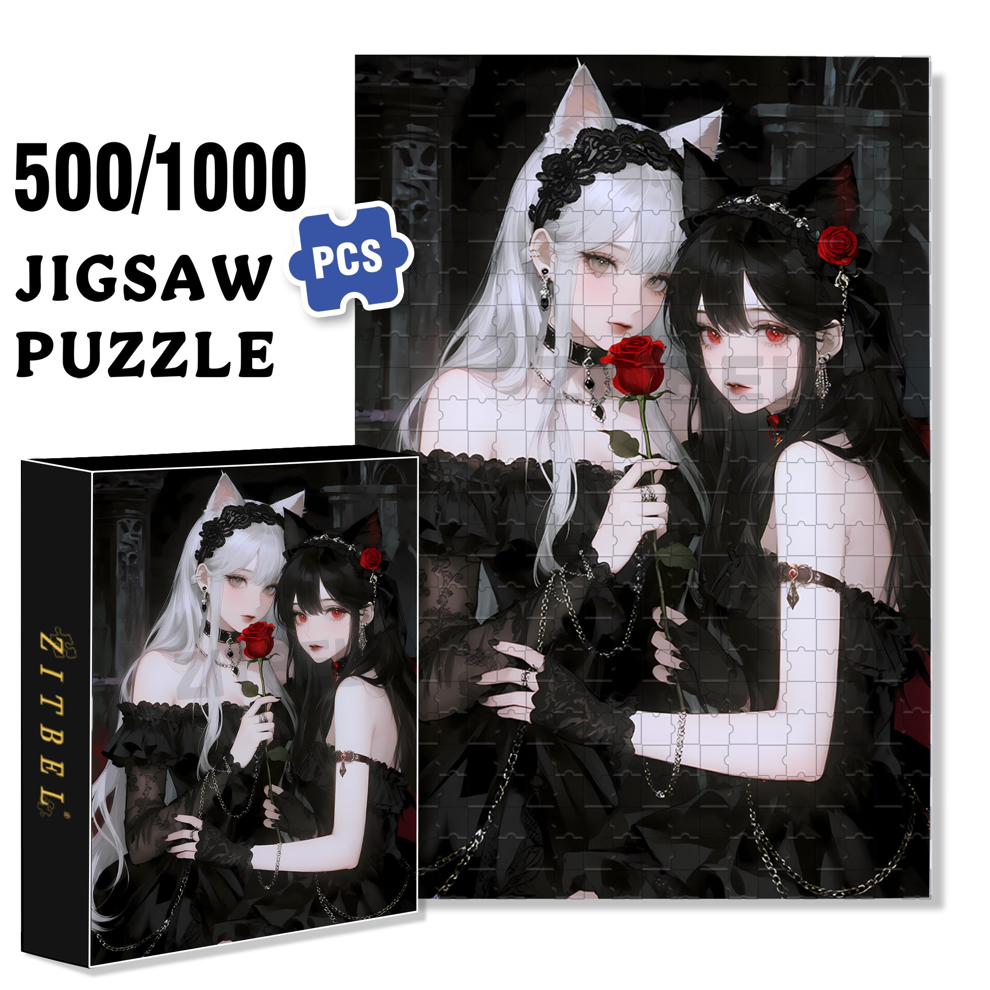 Twins 500pcs/1000pcs Jigsaw Puzzle, Scratch-Resistant, Interactive Family Game & Brain-Boosting DIY Decor, Perfect for Halloween, Christmas & New Year Gifts, Family Puzzle Game