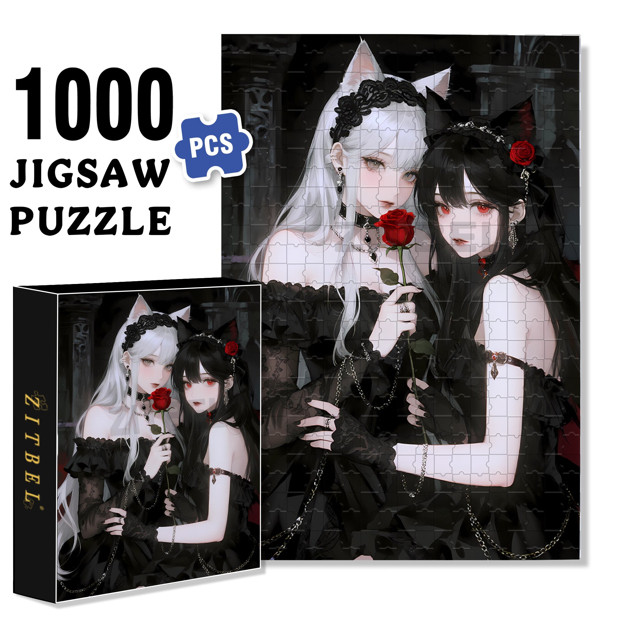 Twins 500pcs/1000pcs Jigsaw Puzzle, Scratch-Resistant, Interactive Family Game & Brain-Boosting DIY Decor, Perfect for Halloween, Christmas & New Year Gifts, Family Puzzle Game