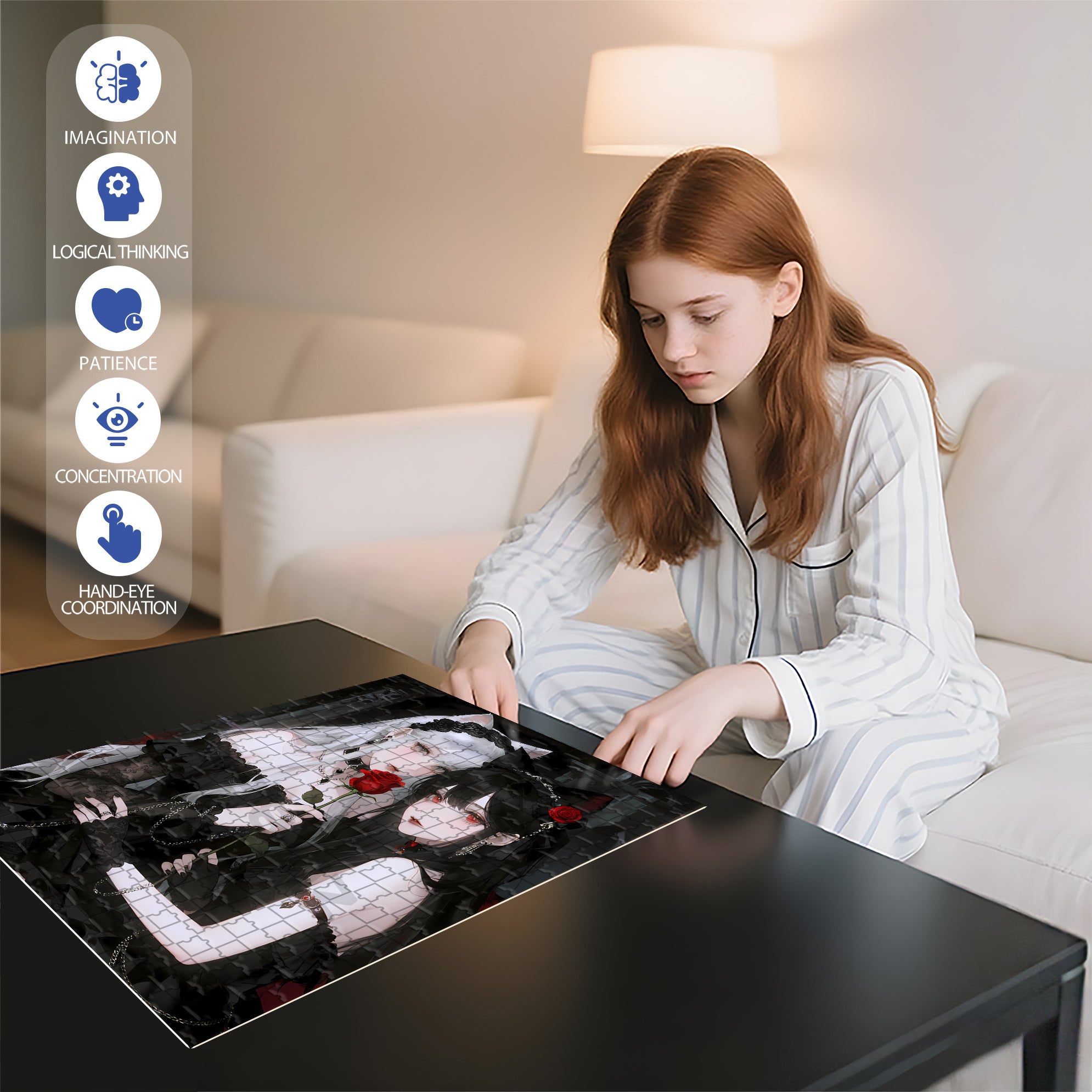 Twins 500pcs/1000pcs Jigsaw Puzzle, Scratch-Resistant, Interactive Family Game & Brain-Boosting DIY Decor, Perfect for Halloween, Christmas & New Year Gifts, Family Puzzle Game