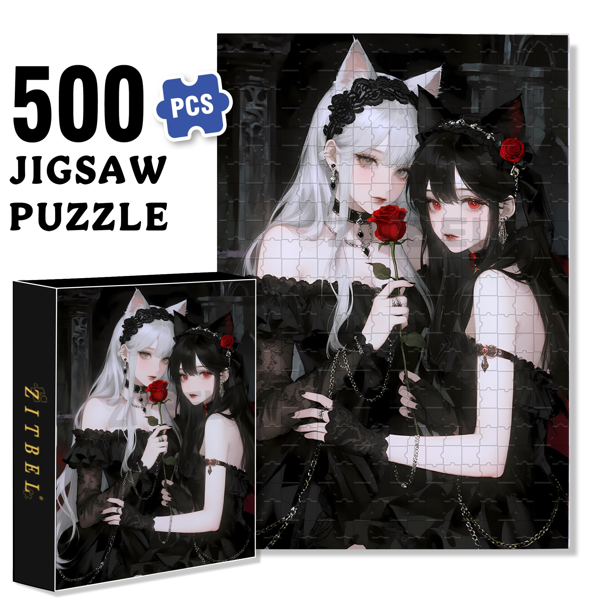 Twins 500pcs/1000pcs Jigsaw Puzzle, Scratch-Resistant, Interactive Family Game & Brain-Boosting DIY Decor, Perfect for Halloween, Christmas & New Year Gifts, Family Puzzle Game