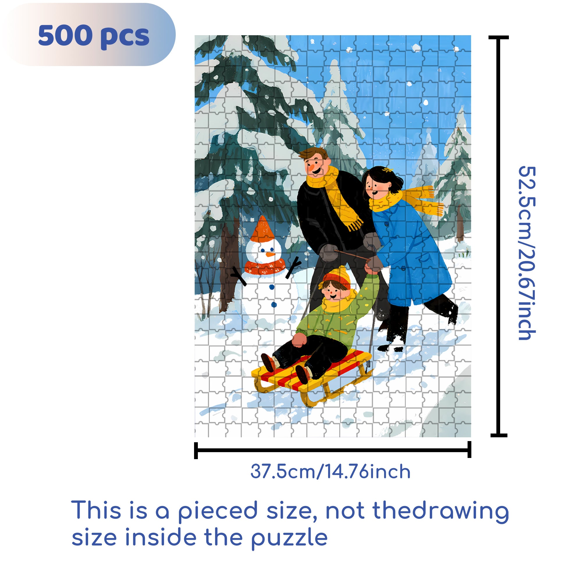 A Family Of Three 500pcs/1000pcs Jigsaw Puzzle, Scratch-Resistant, Interactive Family Game & Brain-Boosting DIY Decor, Perfect for Halloween, Christmas & New Year Gifts, Family Puzzle Game