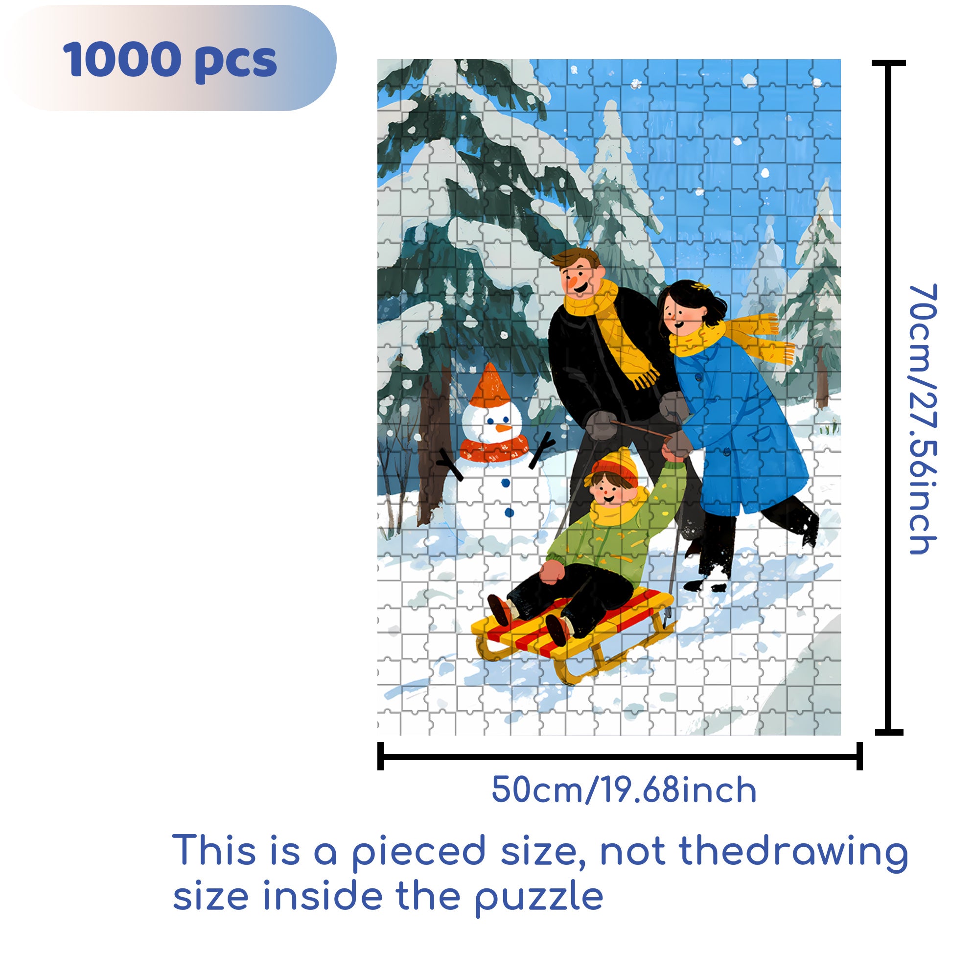 A Family Of Three 500pcs/1000pcs Jigsaw Puzzle, Scratch-Resistant, Interactive Family Game & Brain-Boosting DIY Decor, Perfect for Halloween, Christmas & New Year Gifts, Family Puzzle Game