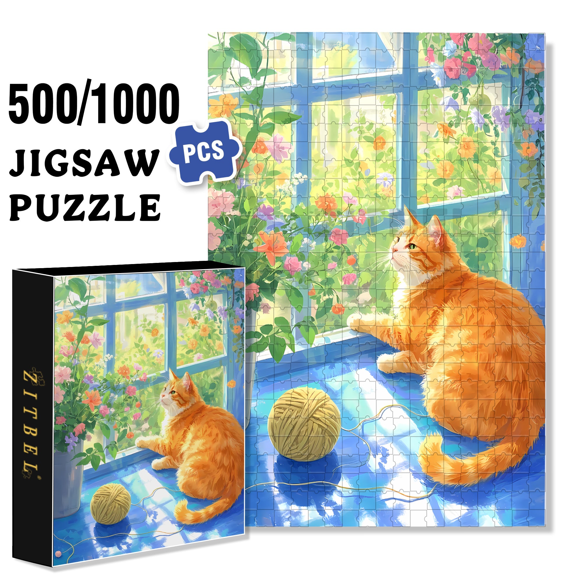 A Ray Of Sunshine 500pcs/1000pcs Jigsaw Puzzle, Scratch-Resistant, Interactive Family Game & Brain-Boosting DIY Decor, Perfect for Halloween, Christmas & New Year Gifts, Family Puzzle Game