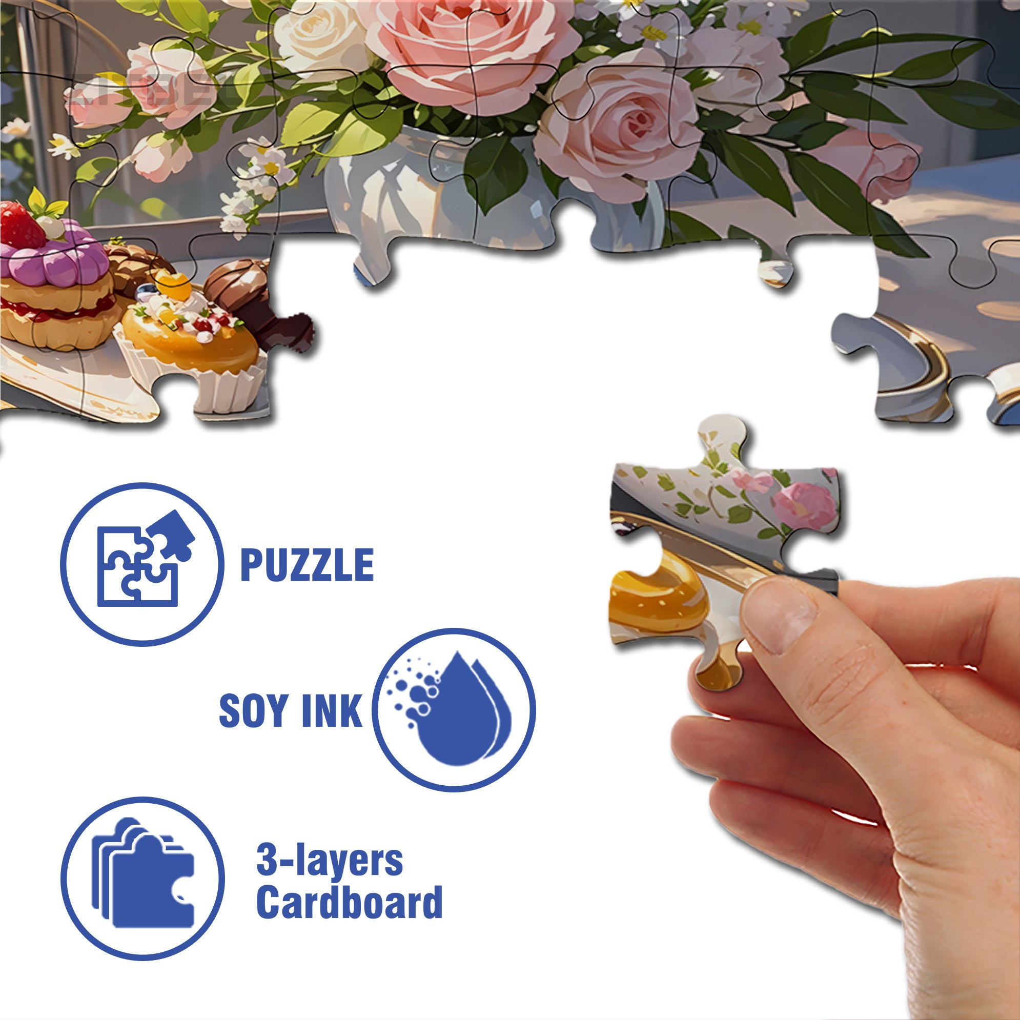 Afternoon Tea 500pcs/1000pcs Jigsaw Puzzle, Scratch-Resistant, Interactive Family Game & Brain-Boosting DIY Decor, Perfect for Halloween, Christmas & New Year Gifts, Family Puzzle Game