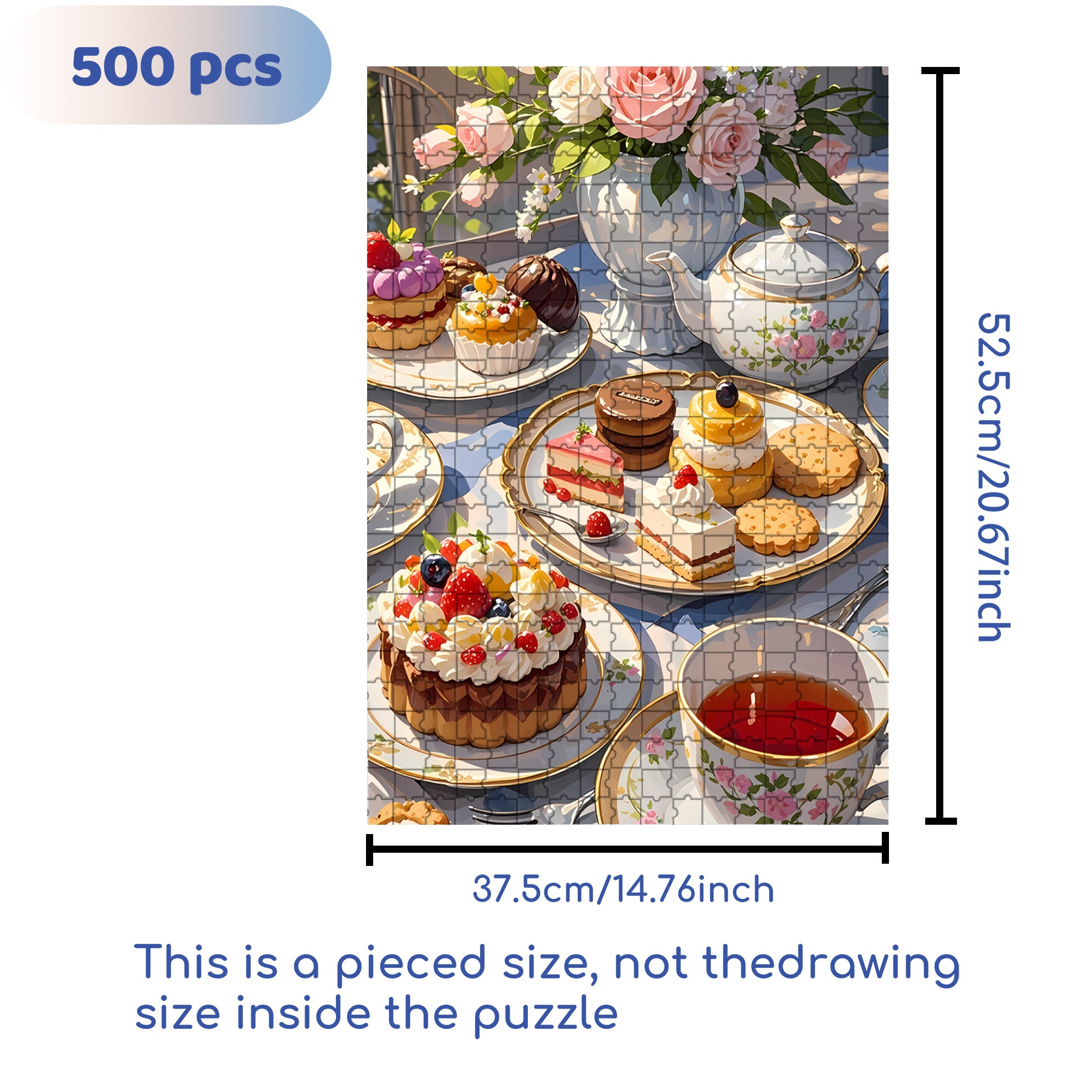 Afternoon Tea 500pcs/1000pcs Jigsaw Puzzle, Scratch-Resistant, Interactive Family Game & Brain-Boosting DIY Decor, Perfect for Halloween, Christmas & New Year Gifts, Family Puzzle Game