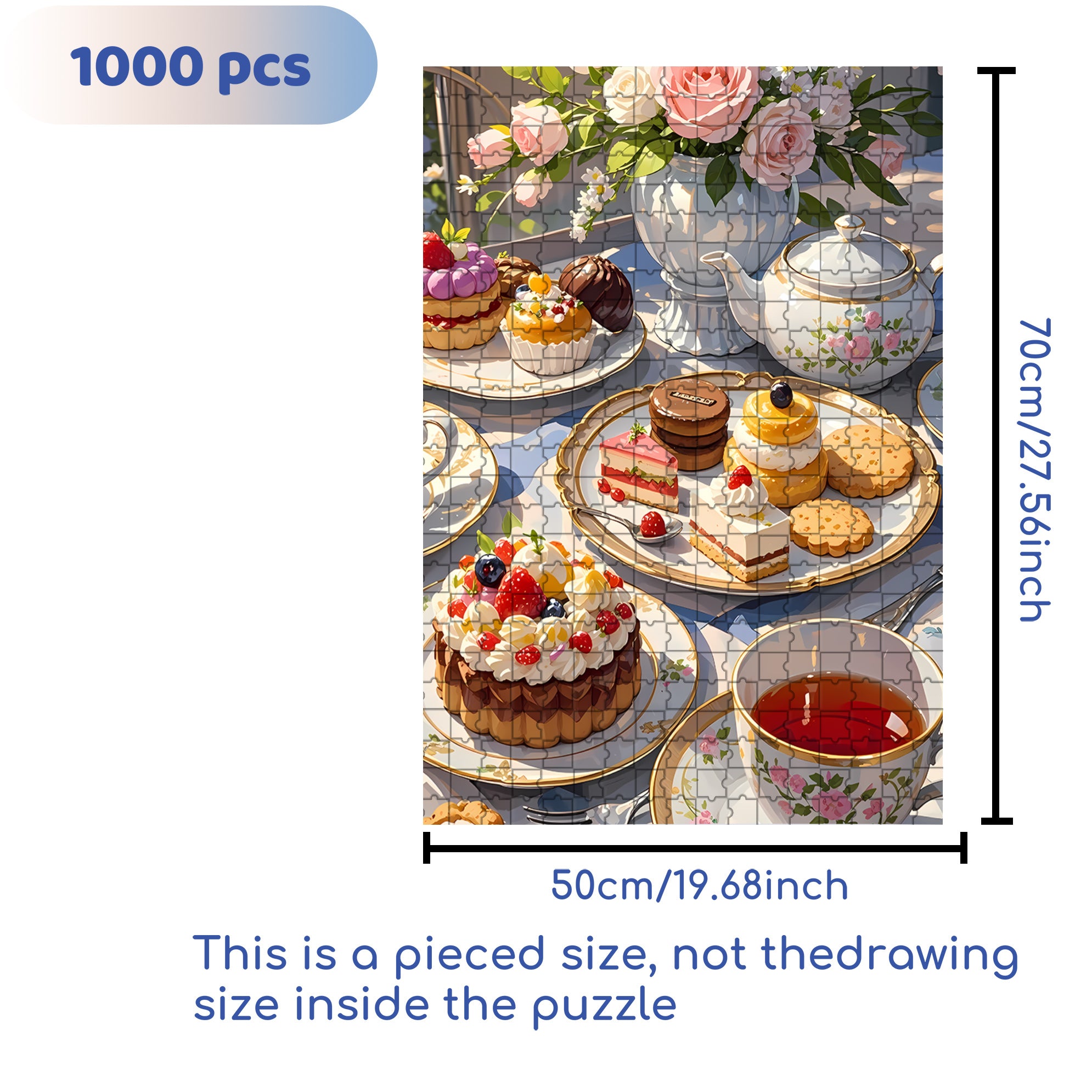 Afternoon Tea 500pcs/1000pcs Jigsaw Puzzle, Scratch-Resistant, Interactive Family Game & Brain-Boosting DIY Decor, Perfect for Halloween, Christmas & New Year Gifts, Family Puzzle Game