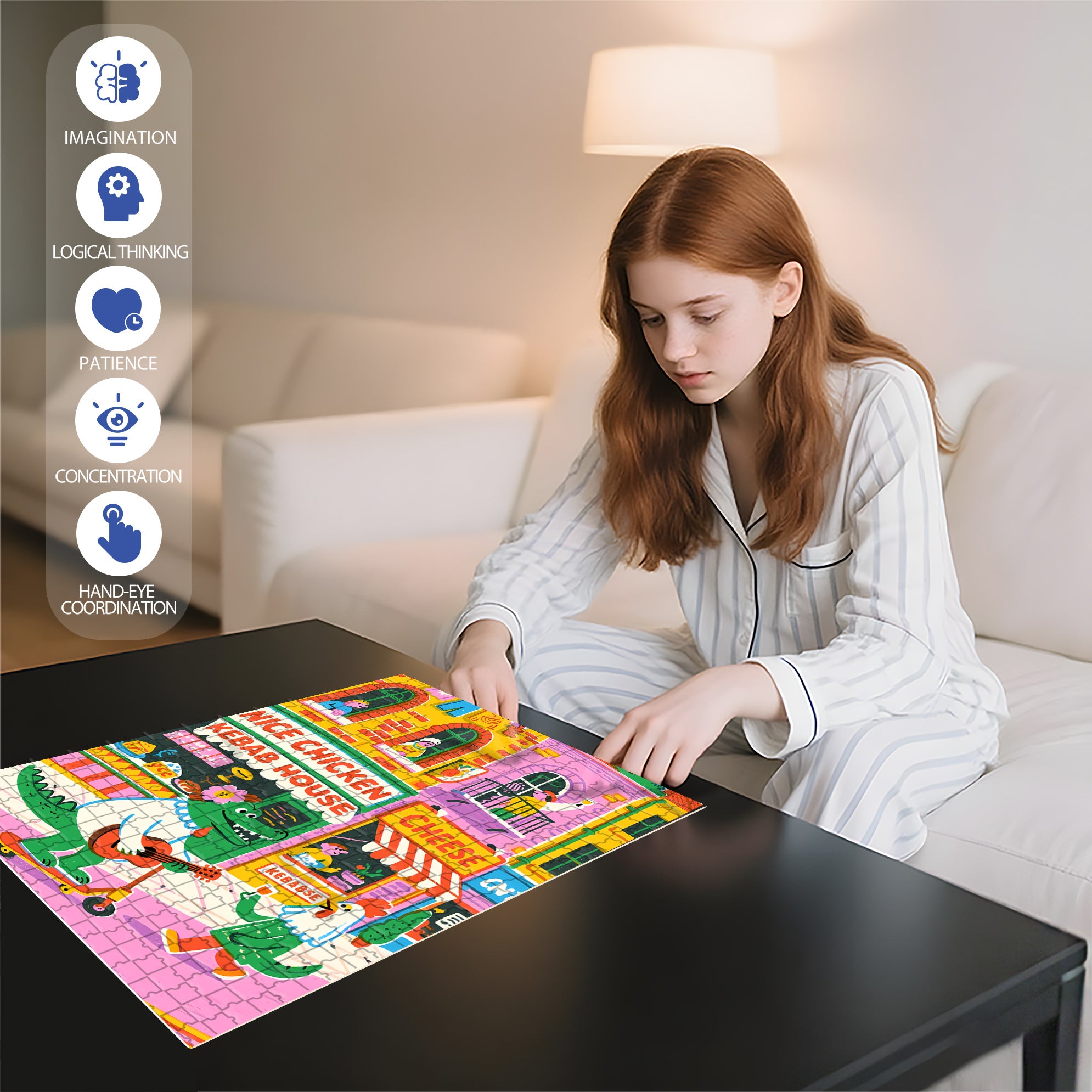 Alligator And Chicken 500pcs/1000pcs Jigsaw Puzzle, Scratch-Resistant, Interactive Family Game & Brain-Boosting DIY Decor, Perfect for Halloween, Christmas & New Year Gifts, Family Puzzle Game
