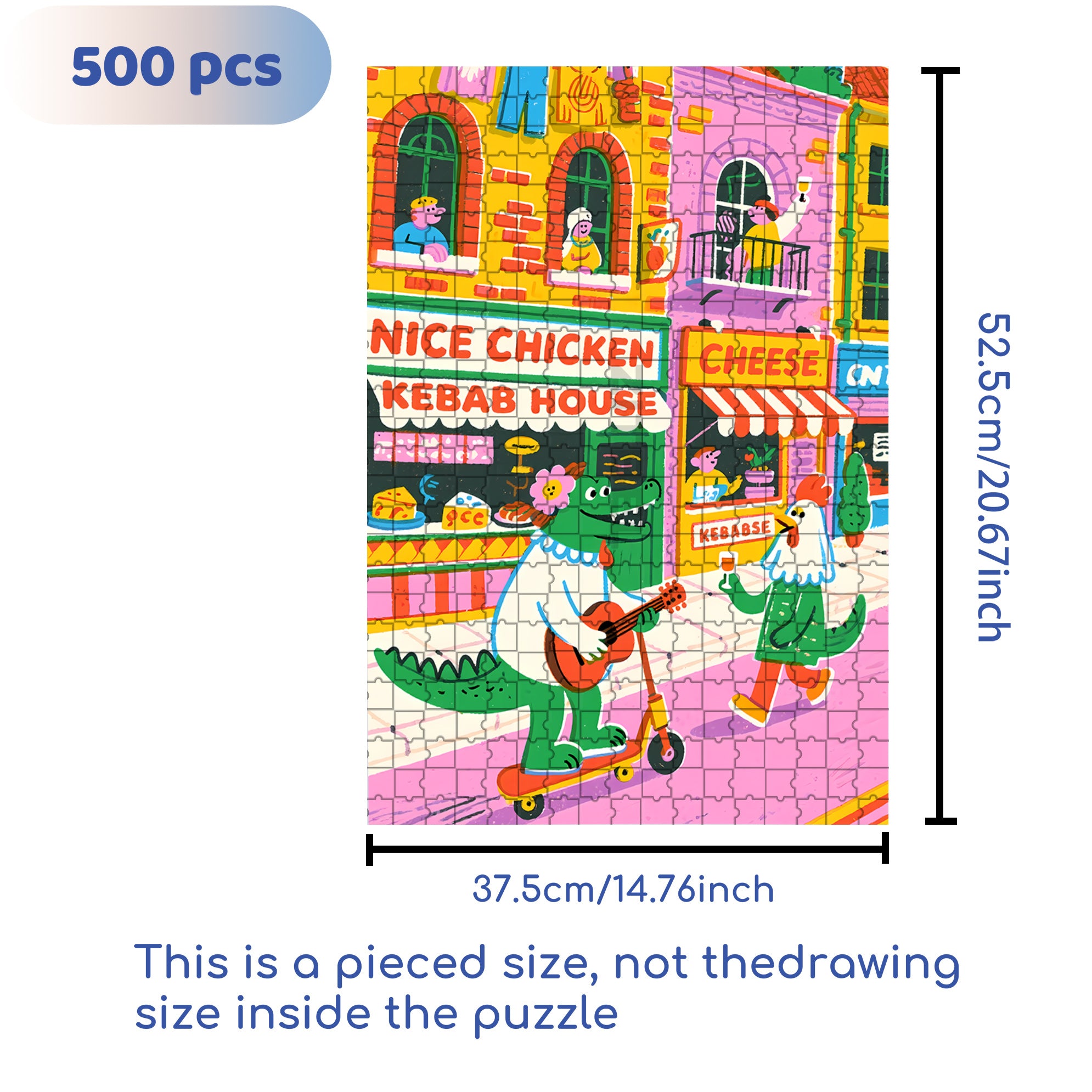 Alligator And Chicken 500pcs/1000pcs Jigsaw Puzzle, Scratch-Resistant, Interactive Family Game & Brain-Boosting DIY Decor, Perfect for Halloween, Christmas & New Year Gifts, Family Puzzle Game