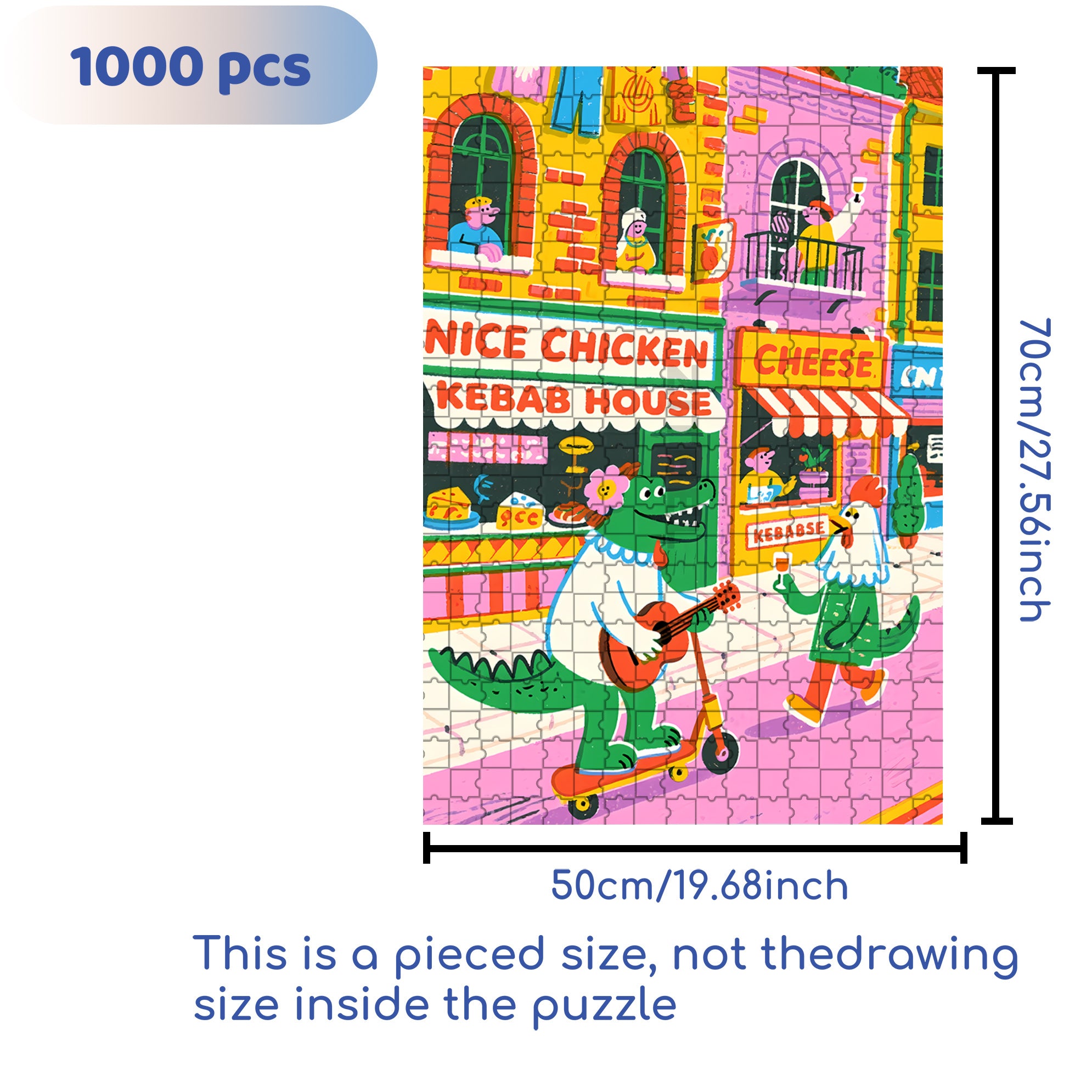Alligator And Chicken 500pcs/1000pcs Jigsaw Puzzle, Scratch-Resistant, Interactive Family Game & Brain-Boosting DIY Decor, Perfect for Halloween, Christmas & New Year Gifts, Family Puzzle Game
