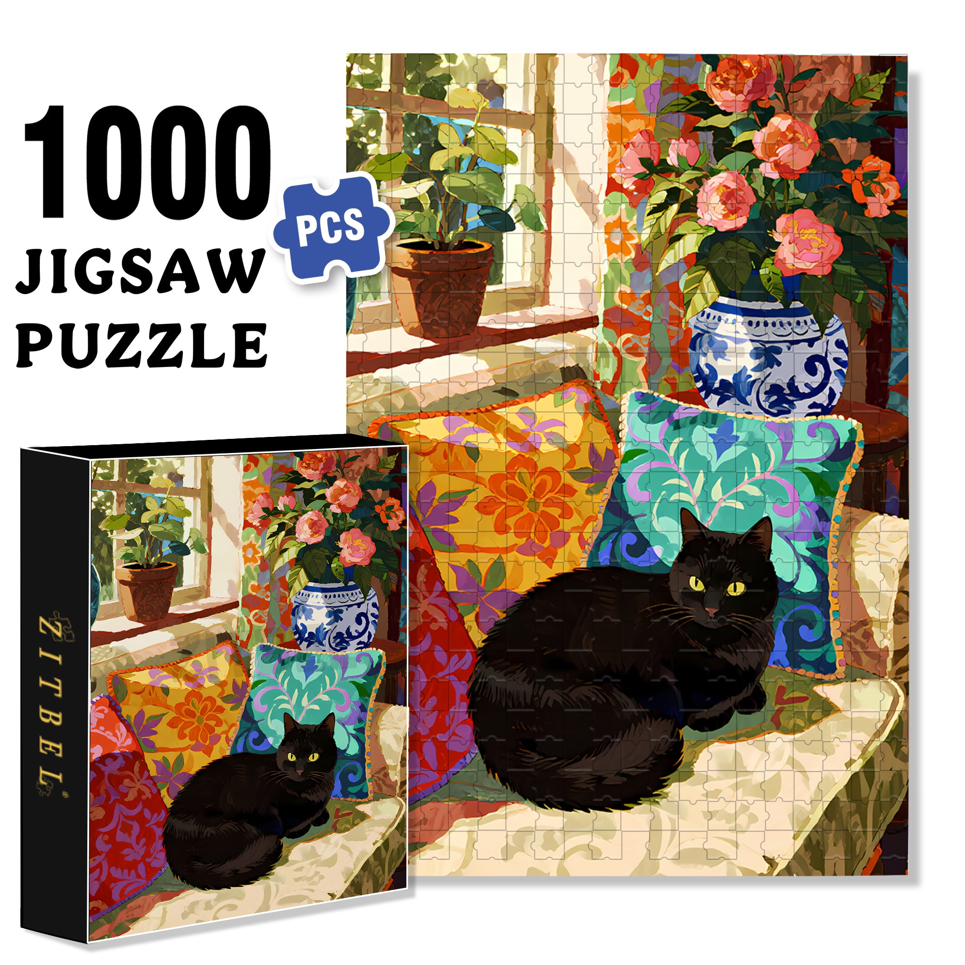 Art Home 500pcs/1000pcs Jigsaw Puzzle, Scratch-Resistant, Interactive Family Game & Brain-Boosting DIY Decor, Perfect for Halloween, Christmas & New Year Gifts, Family Puzzle Game