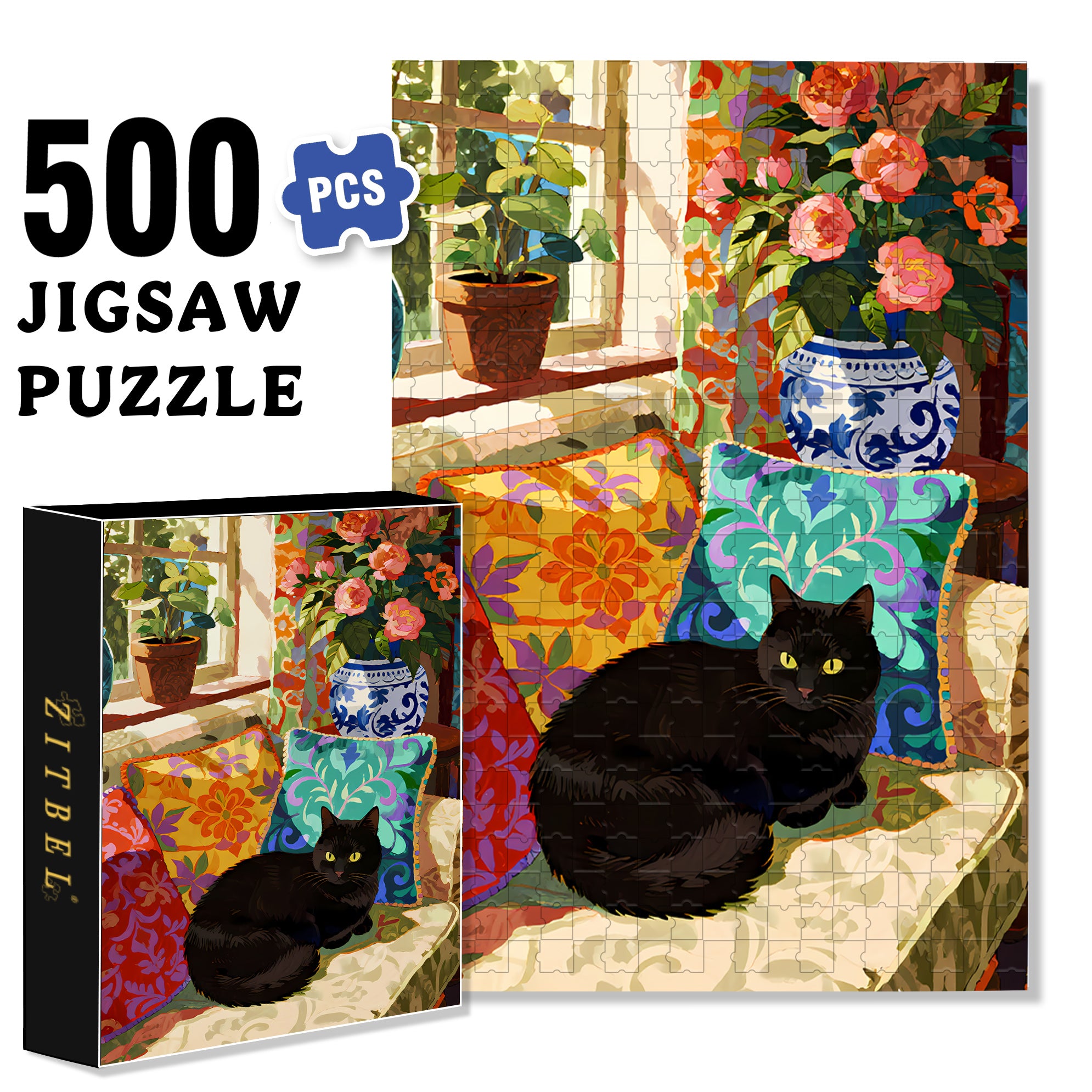 Art Home 500pcs/1000pcs Jigsaw Puzzle, Scratch-Resistant, Interactive Family Game & Brain-Boosting DIY Decor, Perfect for Halloween, Christmas & New Year Gifts, Family Puzzle Game