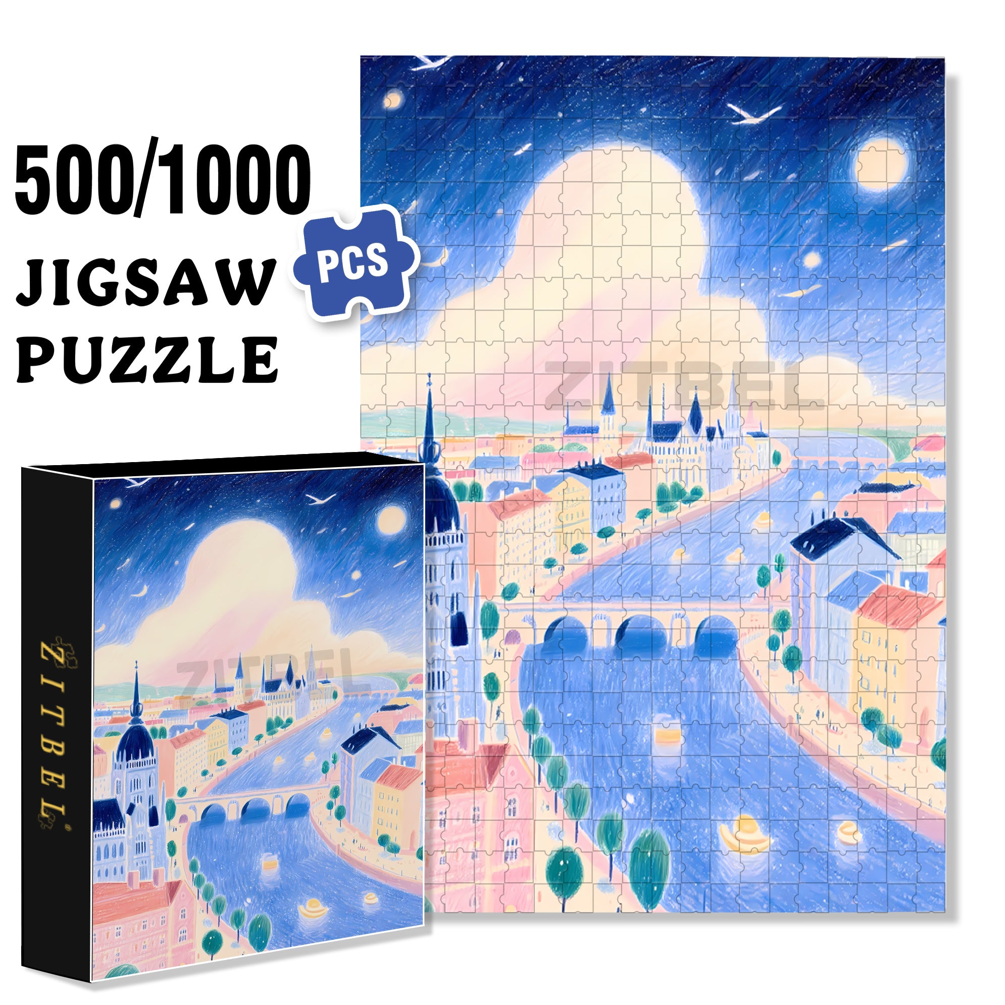 Budapest 500pcs/1000pcs Jigsaw Puzzle, Scratch-Resistant, Interactive Family Game & Brain-Boosting DIY Decor, Perfect for Halloween, Christmas & New Year Gifts, Family Puzzle Game