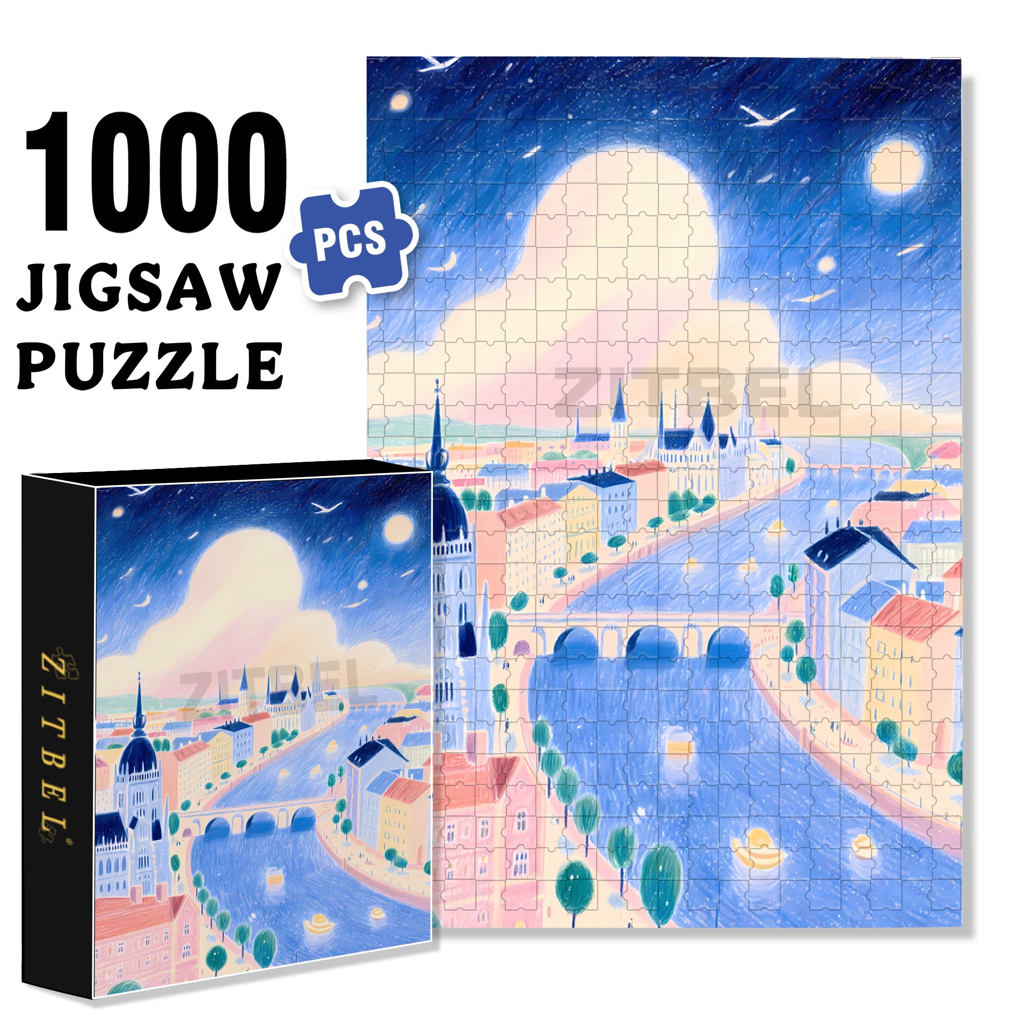 Budapest 500pcs/1000pcs Jigsaw Puzzle, Scratch-Resistant, Interactive Family Game & Brain-Boosting DIY Decor, Perfect for Halloween, Christmas & New Year Gifts, Family Puzzle Game