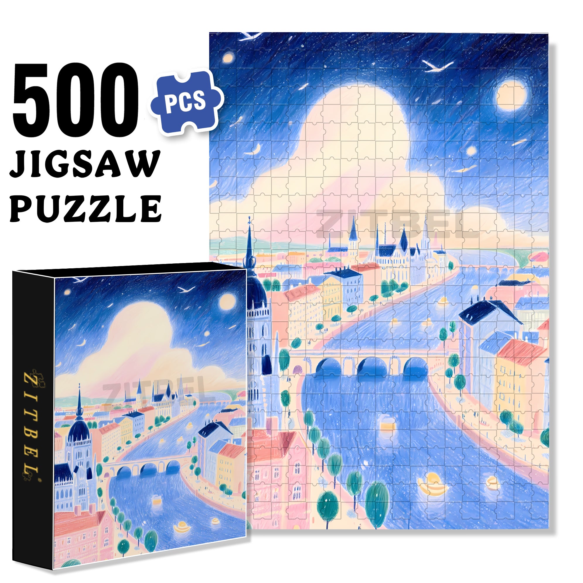 Budapest 500pcs/1000pcs Jigsaw Puzzle, Scratch-Resistant, Interactive Family Game & Brain-Boosting DIY Decor, Perfect for Halloween, Christmas & New Year Gifts, Family Puzzle Game