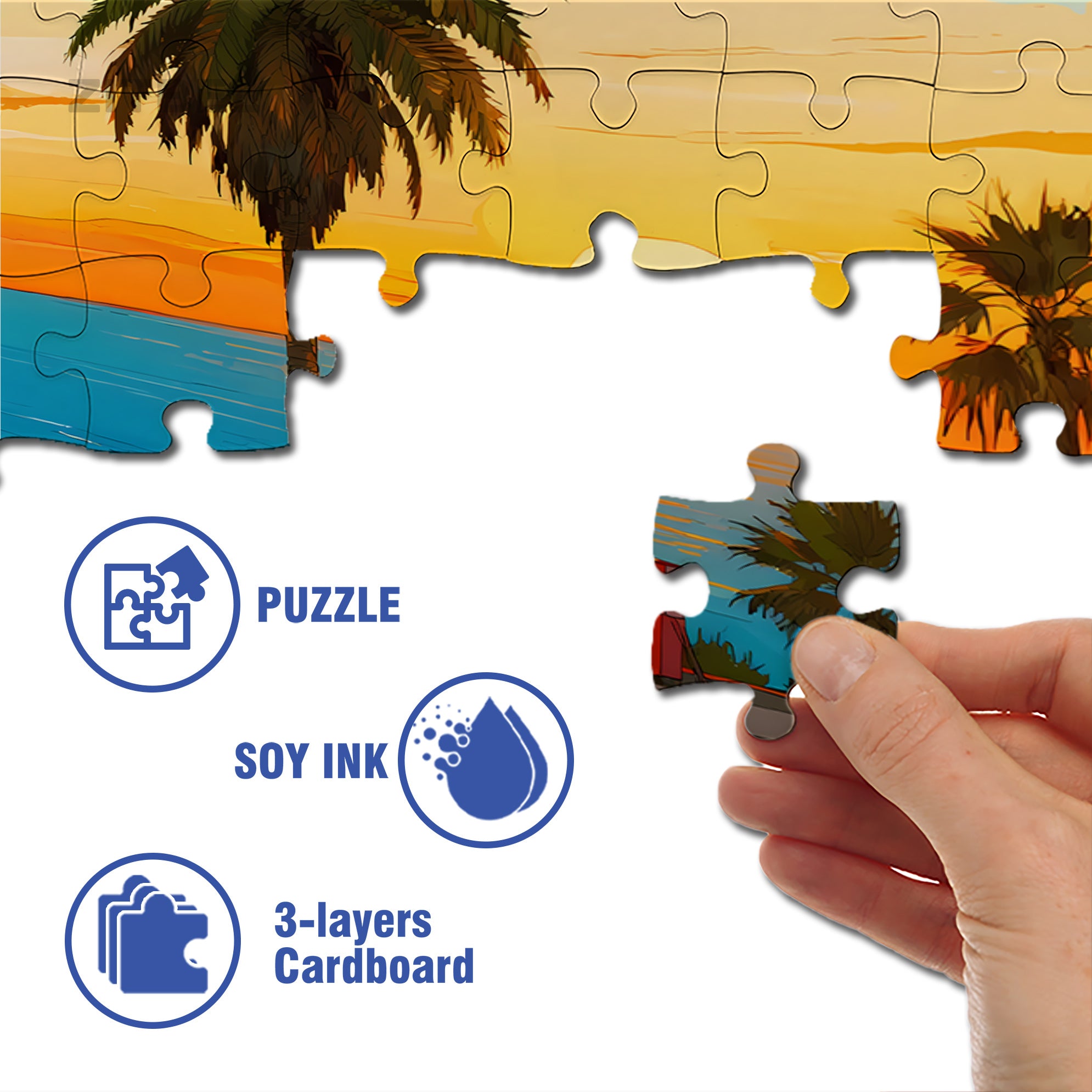 California Sunset 500pcs/1000pcs Jigsaw Puzzle, Scratch-Resistant, Interactive Family Game & Brain-Boosting DIY Decor, Perfect for Halloween, Christmas & New Year Gifts, Family Puzzle Game