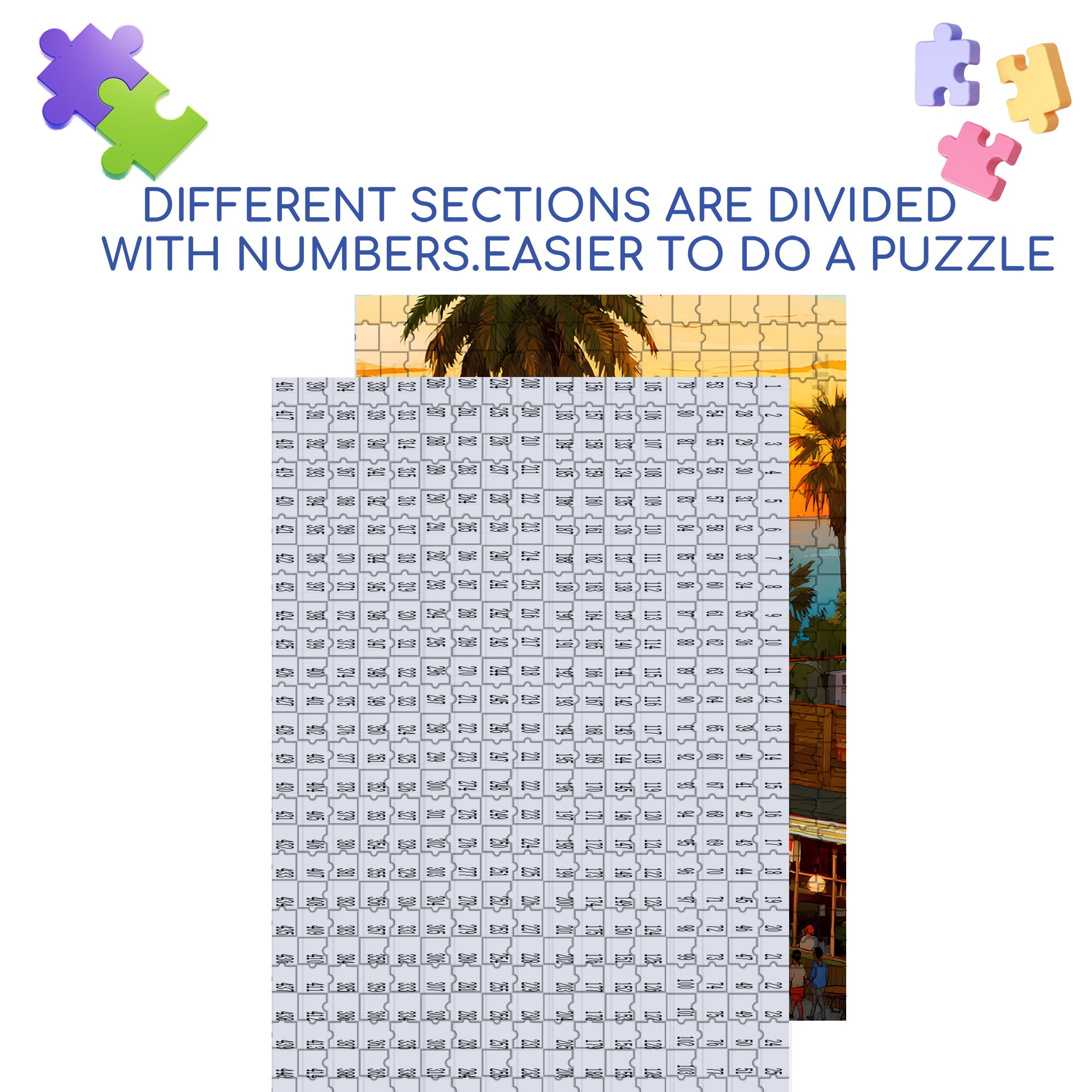 California Sunset 500pcs/1000pcs Jigsaw Puzzle, Scratch-Resistant, Interactive Family Game & Brain-Boosting DIY Decor, Perfect for Halloween, Christmas & New Year Gifts, Family Puzzle Game
