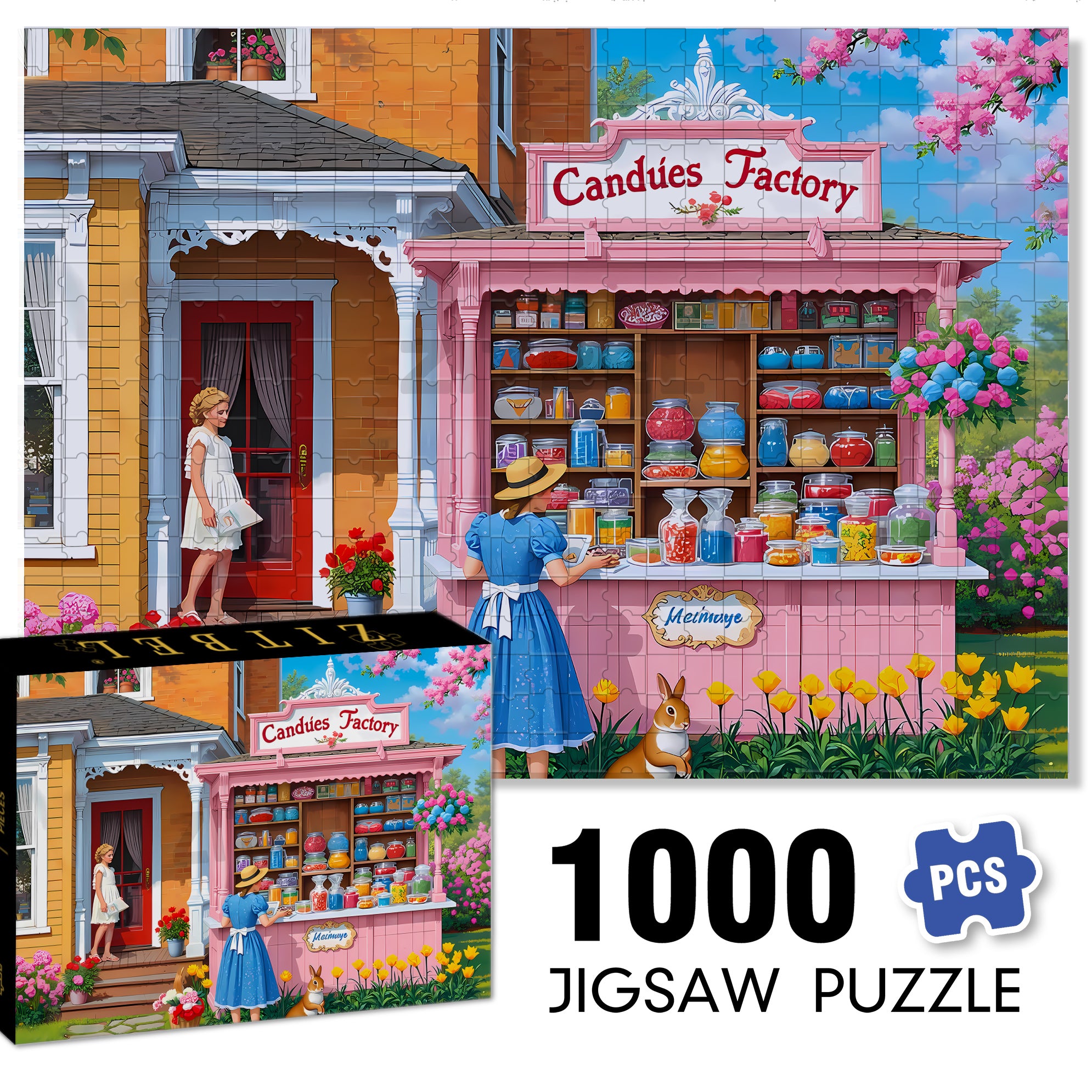 Candy Factory 500pcs/1000pcs Jigsaw Puzzle, Scratch-Resistant, Interactive Family Game & Brain-Boosting DIY Decor, Perfect for Halloween, Christmas & New Year Gifts, Family Puzzle Game