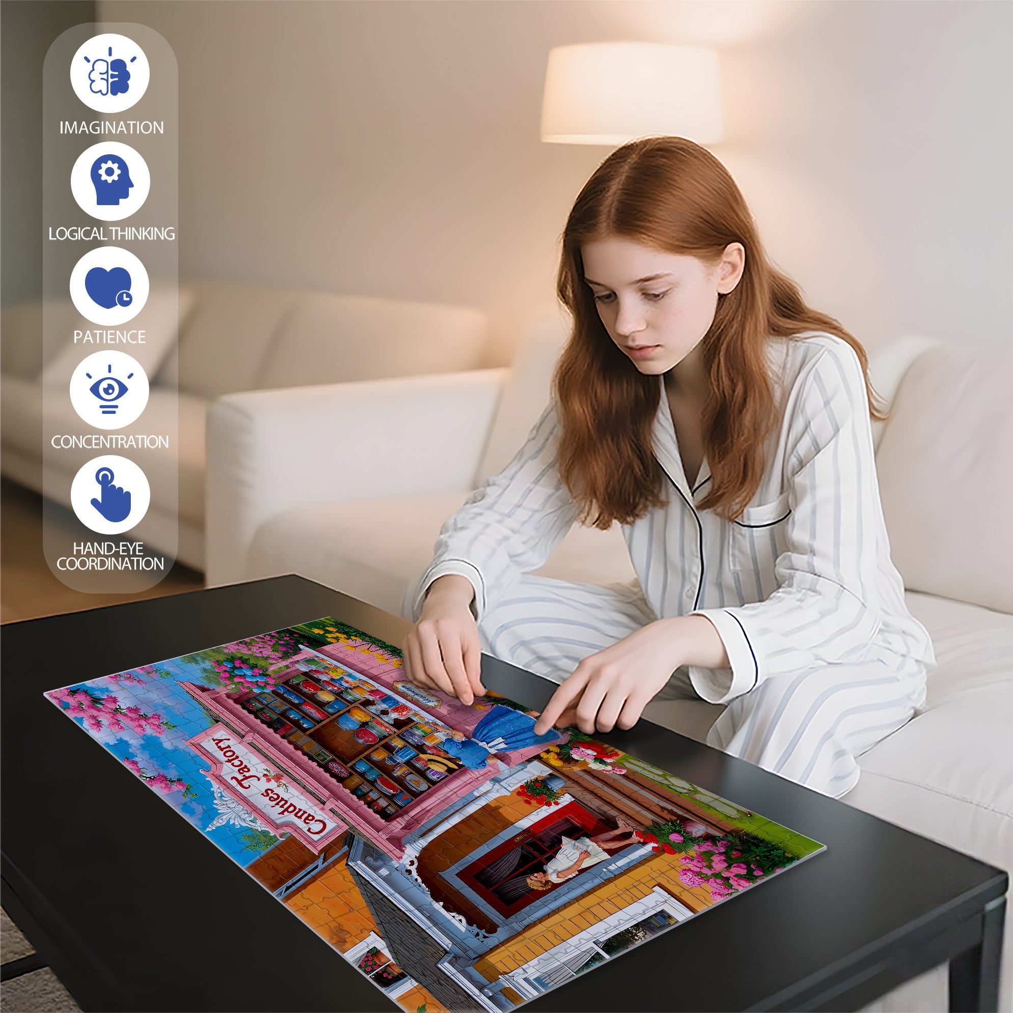 Candy Factory 500pcs/1000pcs Jigsaw Puzzle, Scratch-Resistant, Interactive Family Game & Brain-Boosting DIY Decor, Perfect for Halloween, Christmas & New Year Gifts, Family Puzzle Game