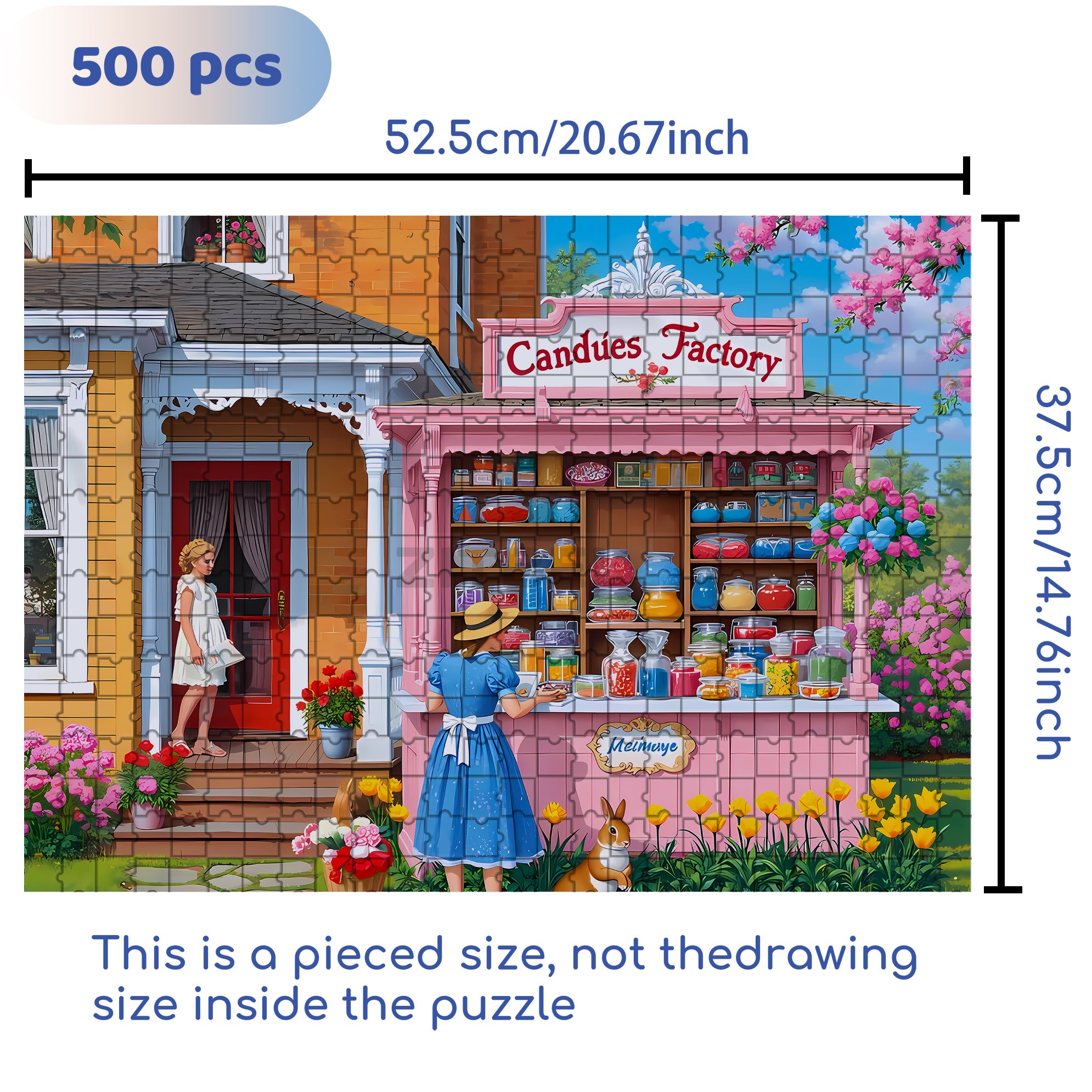 Candy Factory 500pcs/1000pcs Jigsaw Puzzle, Scratch-Resistant, Interactive Family Game & Brain-Boosting DIY Decor, Perfect for Halloween, Christmas & New Year Gifts, Family Puzzle Game