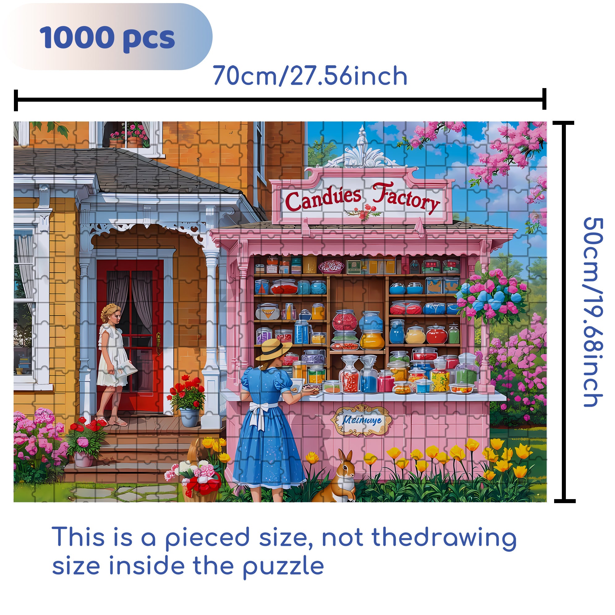 Candy Factory 500pcs/1000pcs Jigsaw Puzzle, Scratch-Resistant, Interactive Family Game & Brain-Boosting DIY Decor, Perfect for Halloween, Christmas & New Year Gifts, Family Puzzle Game