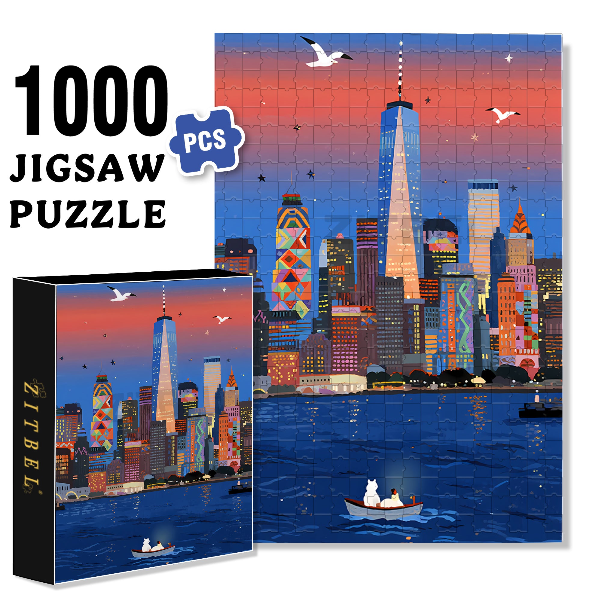 City Memory 500pcs/1000pcs Jigsaw Puzzle, Scratch-Resistant, Interactive Family Game & Brain-Boosting DIY Decor, Perfect for Halloween, Christmas & New Year Gifts, Family Puzzle Game