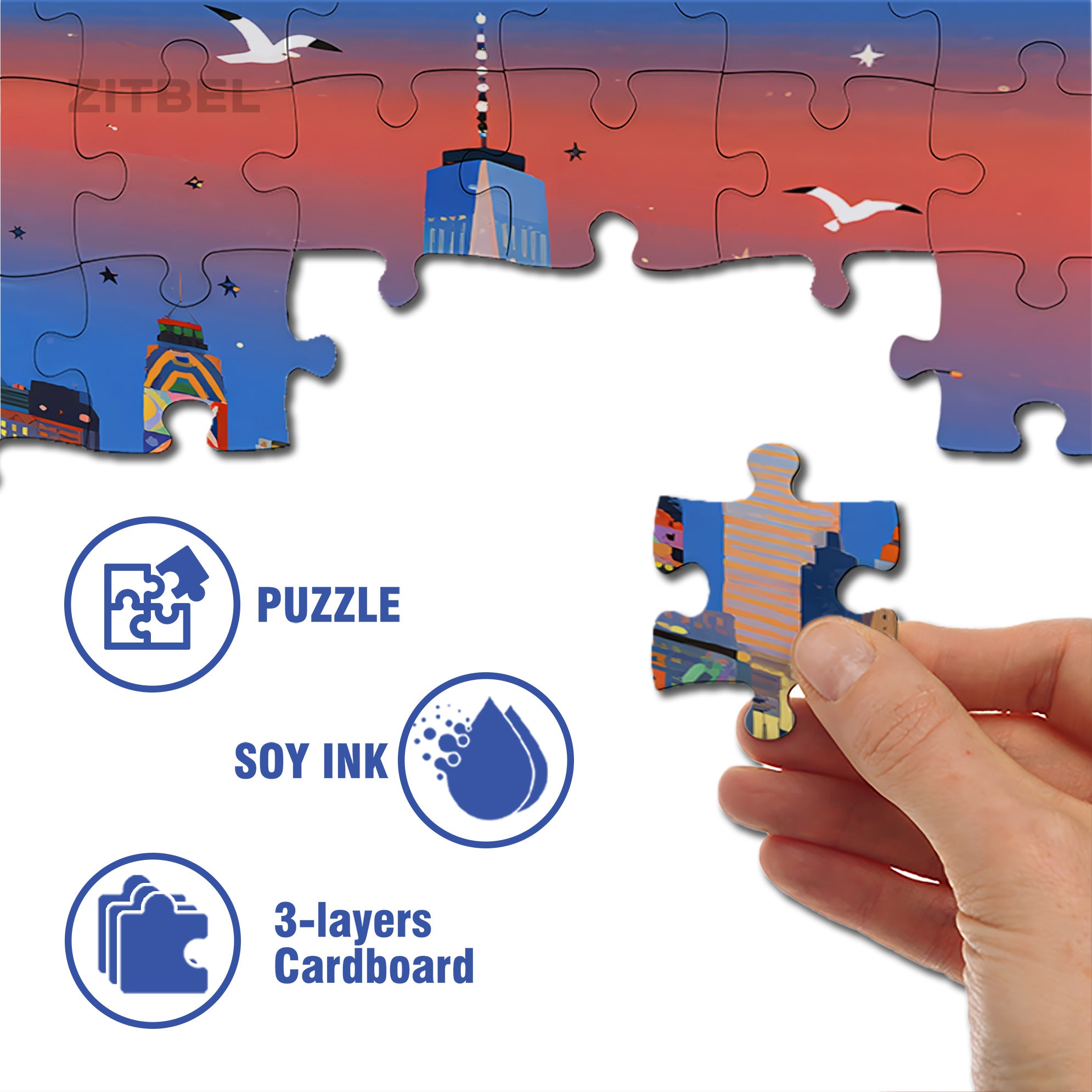 City Memory 500pcs/1000pcs Jigsaw Puzzle, Scratch-Resistant, Interactive Family Game & Brain-Boosting DIY Decor, Perfect for Halloween, Christmas & New Year Gifts, Family Puzzle Game