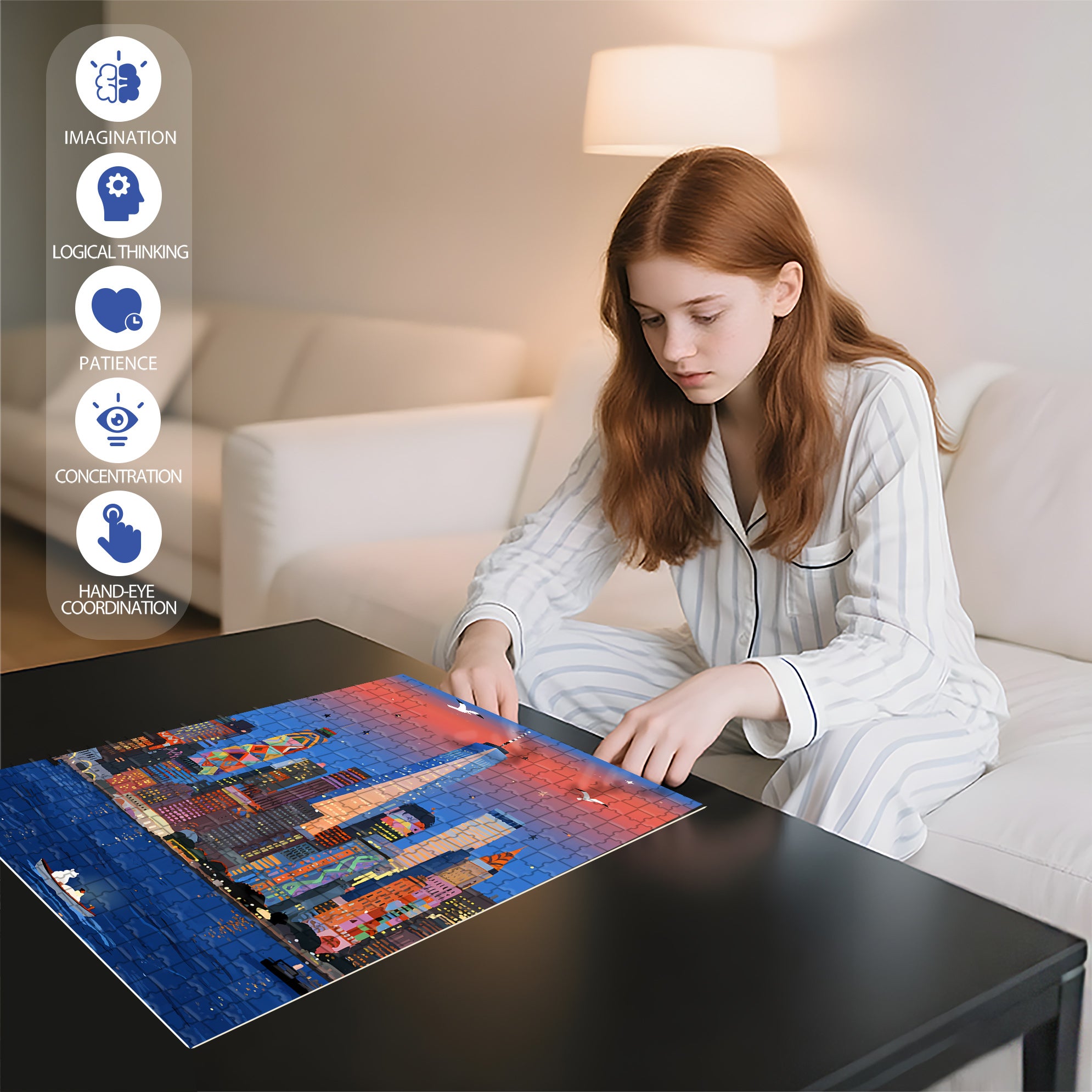 City Memory 500pcs/1000pcs Jigsaw Puzzle, Scratch-Resistant, Interactive Family Game & Brain-Boosting DIY Decor, Perfect for Halloween, Christmas & New Year Gifts, Family Puzzle Game
