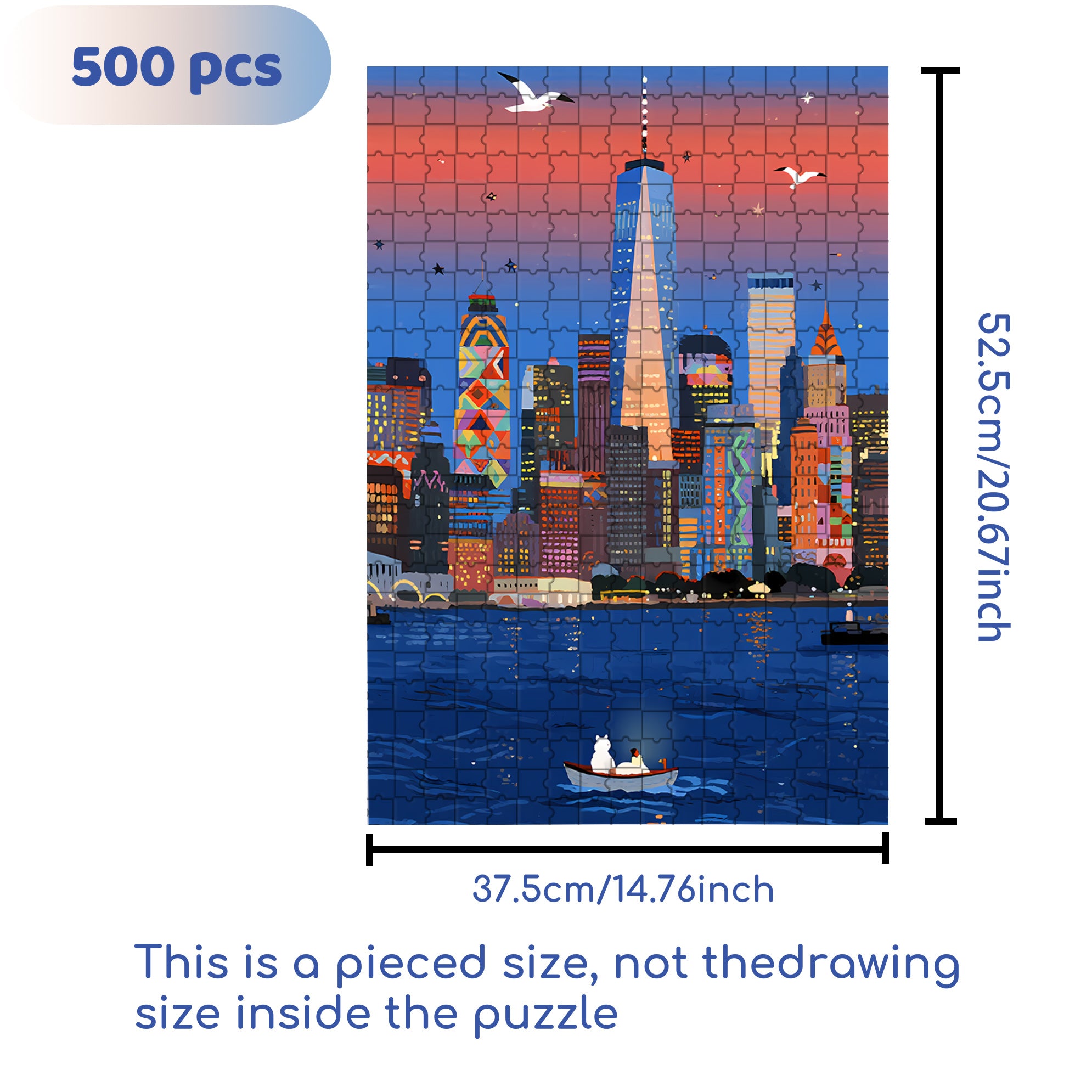 City Memory 500pcs/1000pcs Jigsaw Puzzle, Scratch-Resistant, Interactive Family Game & Brain-Boosting DIY Decor, Perfect for Halloween, Christmas & New Year Gifts, Family Puzzle Game