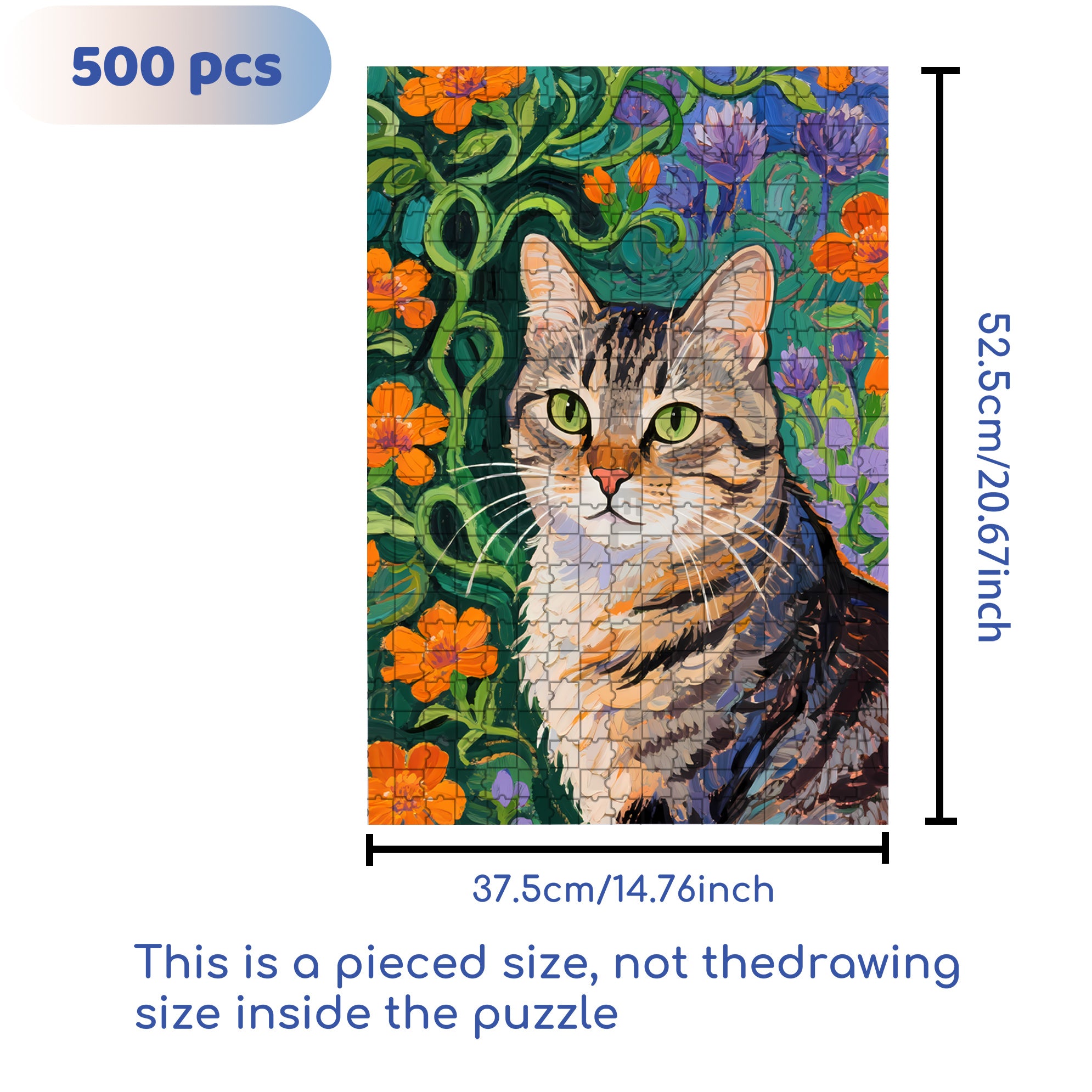 Cool Cat 500pcs/1000pcs Jigsaw Puzzle, Scratch-Resistant, Interactive Family Game & Brain-Boosting DIY Decor, Perfect for Halloween, Christmas & New Year Gifts, Family Puzzle Game