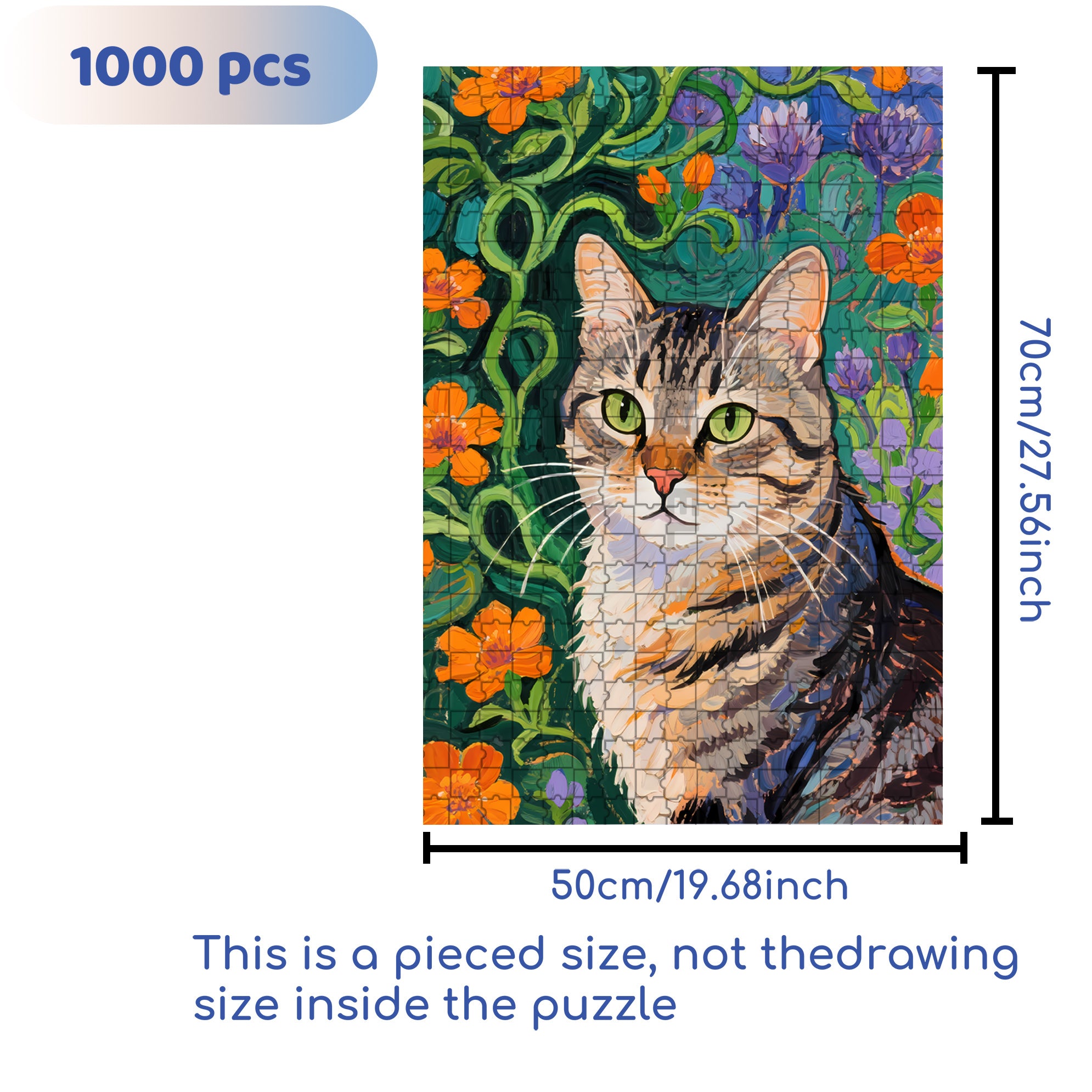 Cool Cat 500pcs/1000pcs Jigsaw Puzzle, Scratch-Resistant, Interactive Family Game & Brain-Boosting DIY Decor, Perfect for Halloween, Christmas & New Year Gifts, Family Puzzle Game