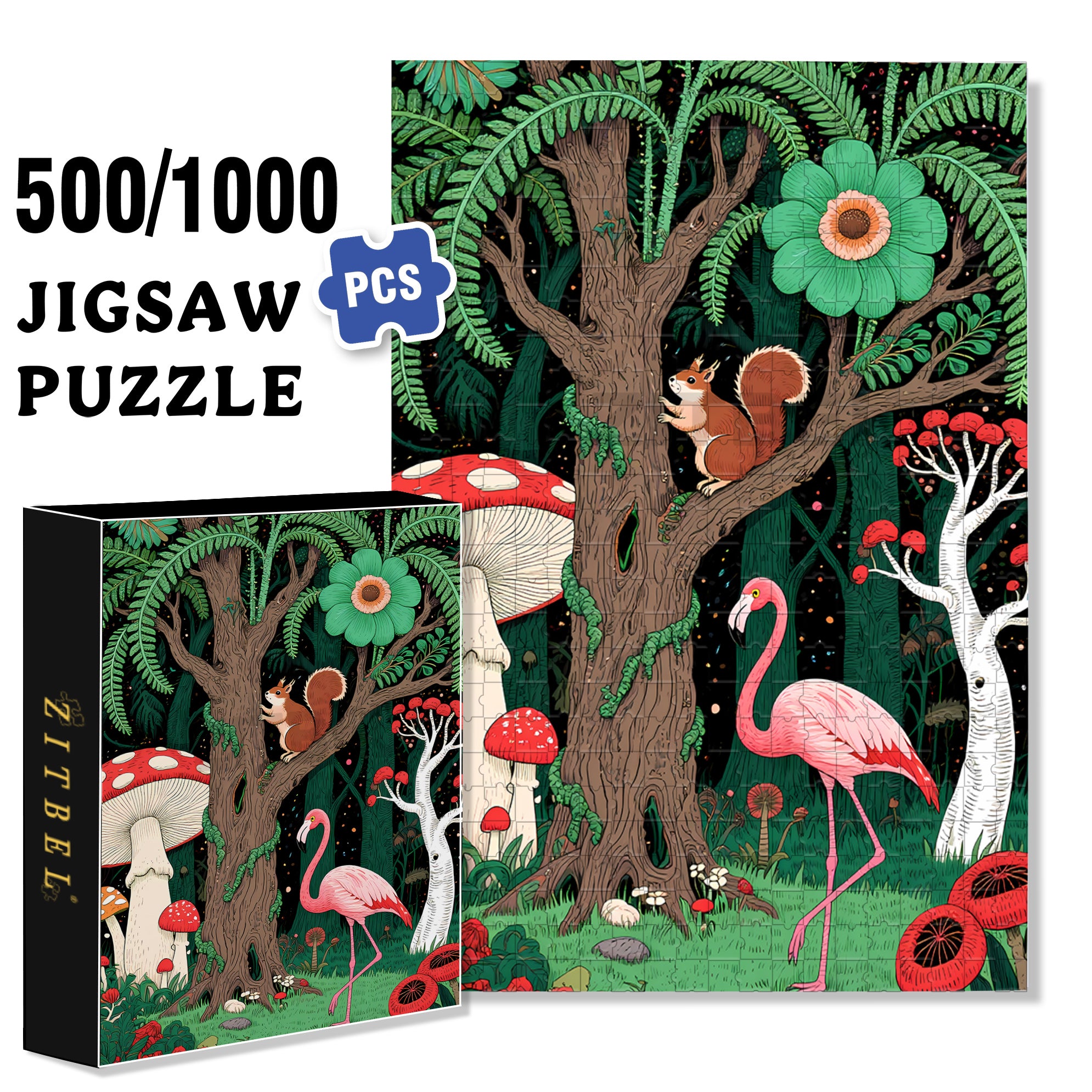 Fantasy Forest 500pcs/1000pcs Jigsaw Puzzle, Scratch-Resistant, Interactive Family Game & Brain-Boosting DIY Decor, Perfect for Halloween, Christmas & New Year Gifts, Family Puzzle Game