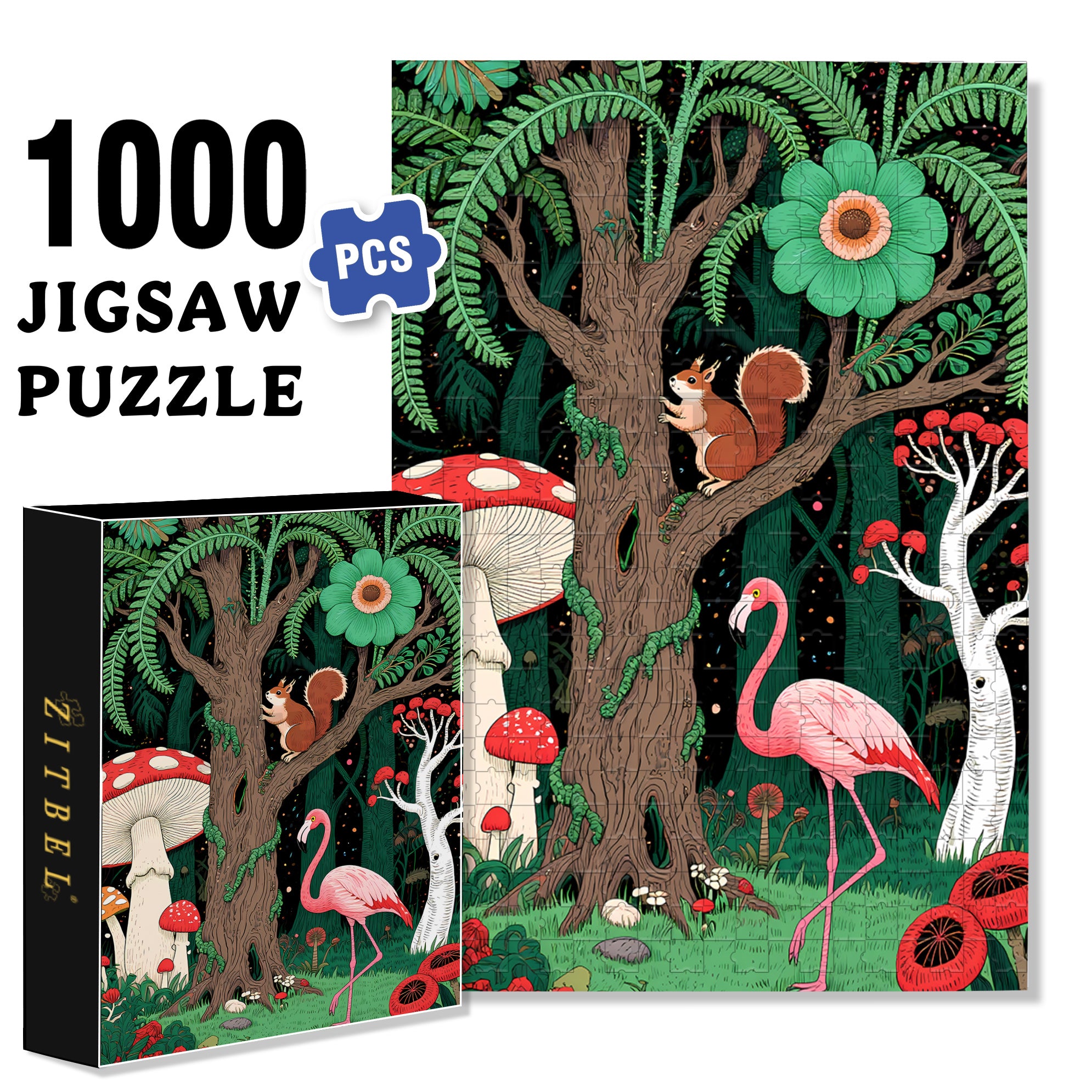 Fantasy Forest 500pcs/1000pcs Jigsaw Puzzle, Scratch-Resistant, Interactive Family Game & Brain-Boosting DIY Decor, Perfect for Halloween, Christmas & New Year Gifts, Family Puzzle Game