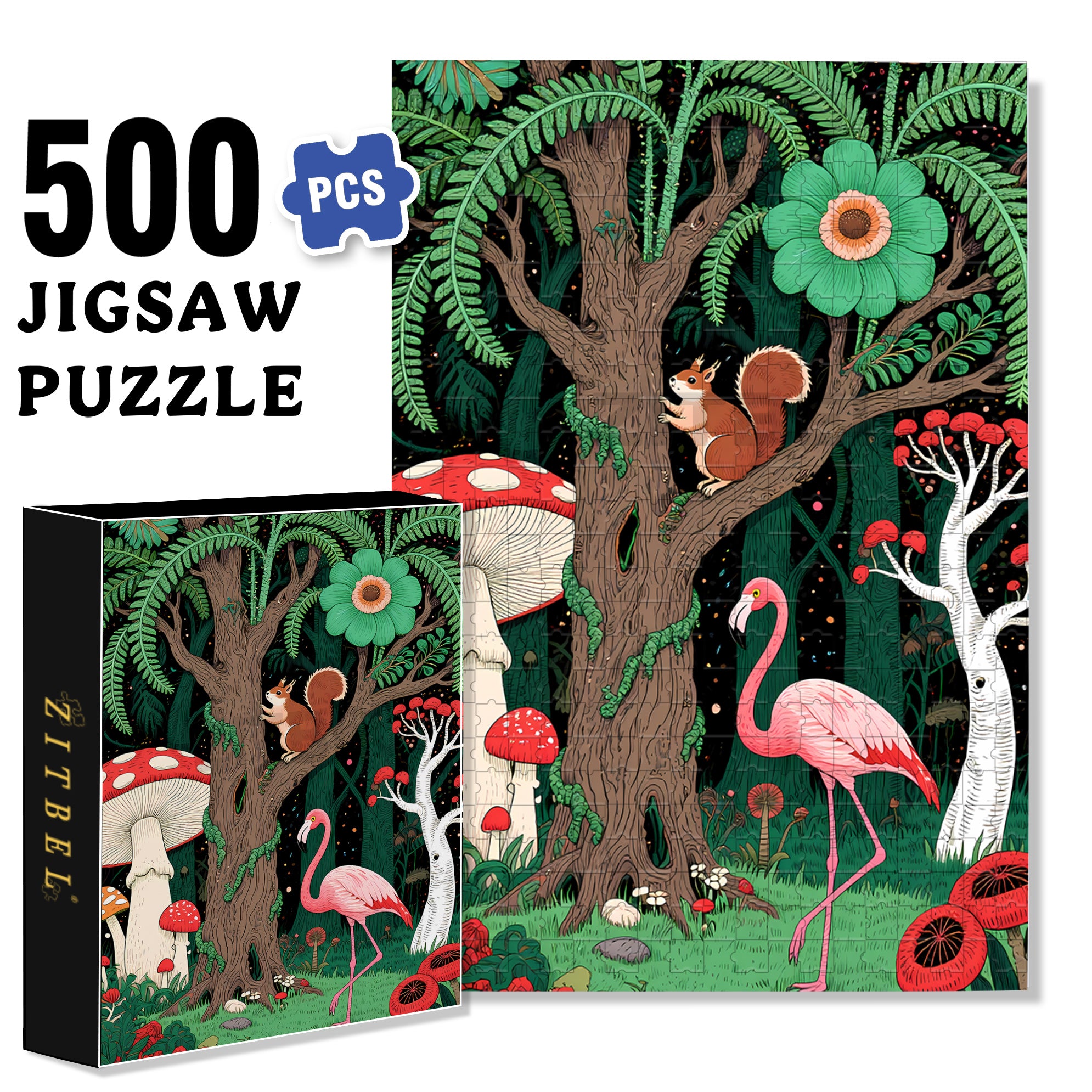 Fantasy Forest 500pcs/1000pcs Jigsaw Puzzle, Scratch-Resistant, Interactive Family Game & Brain-Boosting DIY Decor, Perfect for Halloween, Christmas & New Year Gifts, Family Puzzle Game