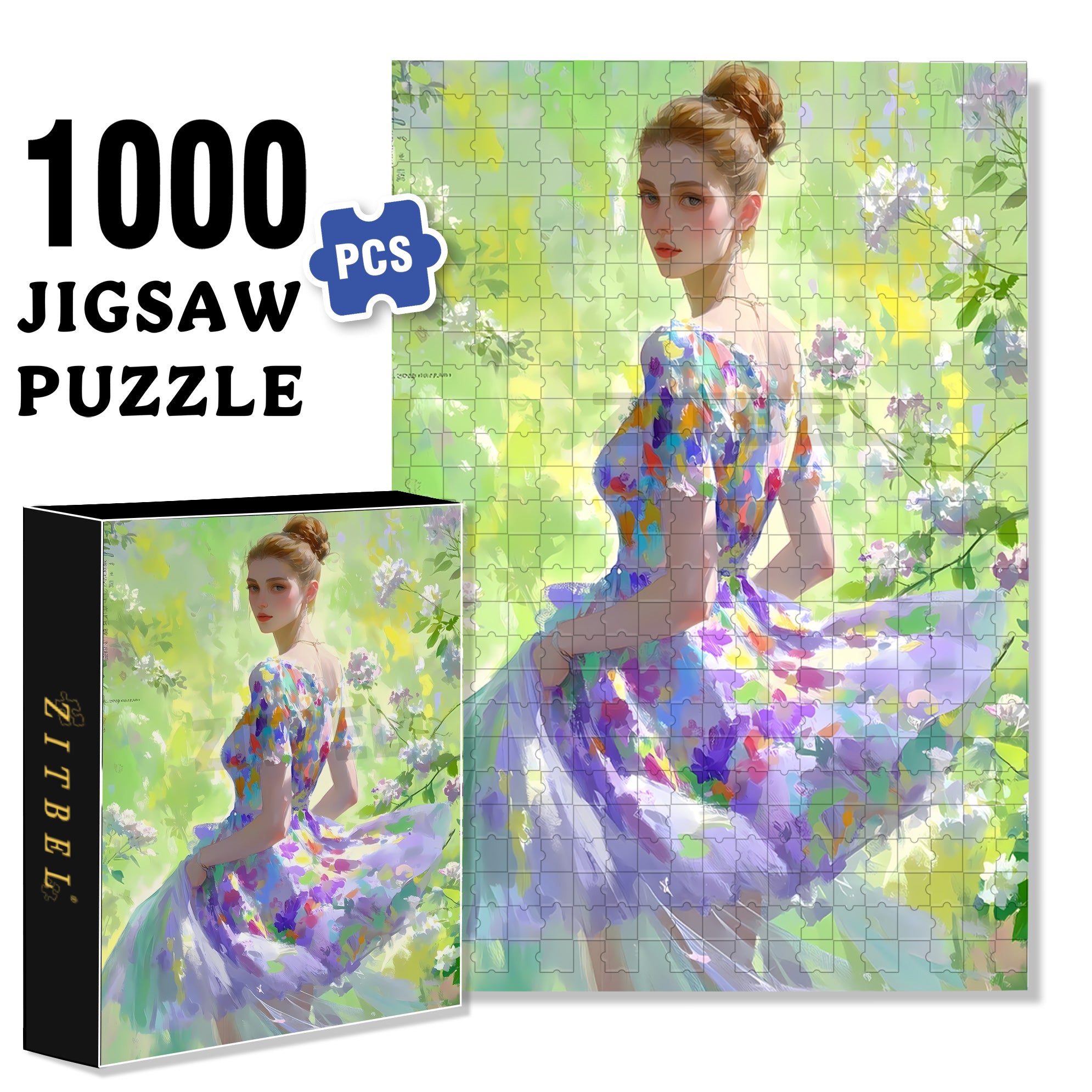 Flowing Dress 500pcs/1000pcs Jigsaw Puzzle, Scratch-Resistant, Interactive Family Game & Brain-Boosting DIY Decor, Perfect for Halloween, Christmas & New Year Gifts, Family Puzzle Game