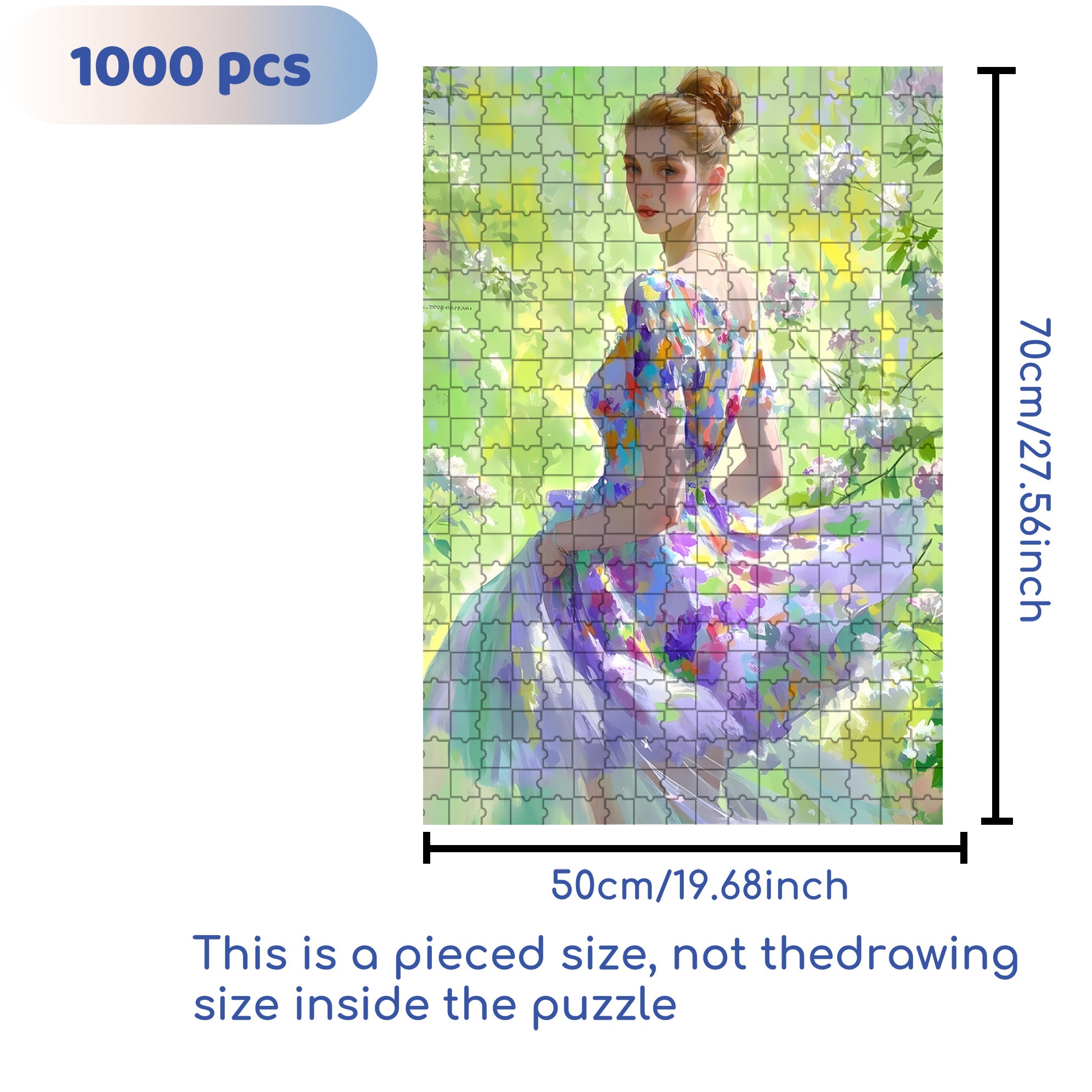 Flowing Dress 500pcs/1000pcs Jigsaw Puzzle, Scratch-Resistant, Interactive Family Game & Brain-Boosting DIY Decor, Perfect for Halloween, Christmas & New Year Gifts, Family Puzzle Game