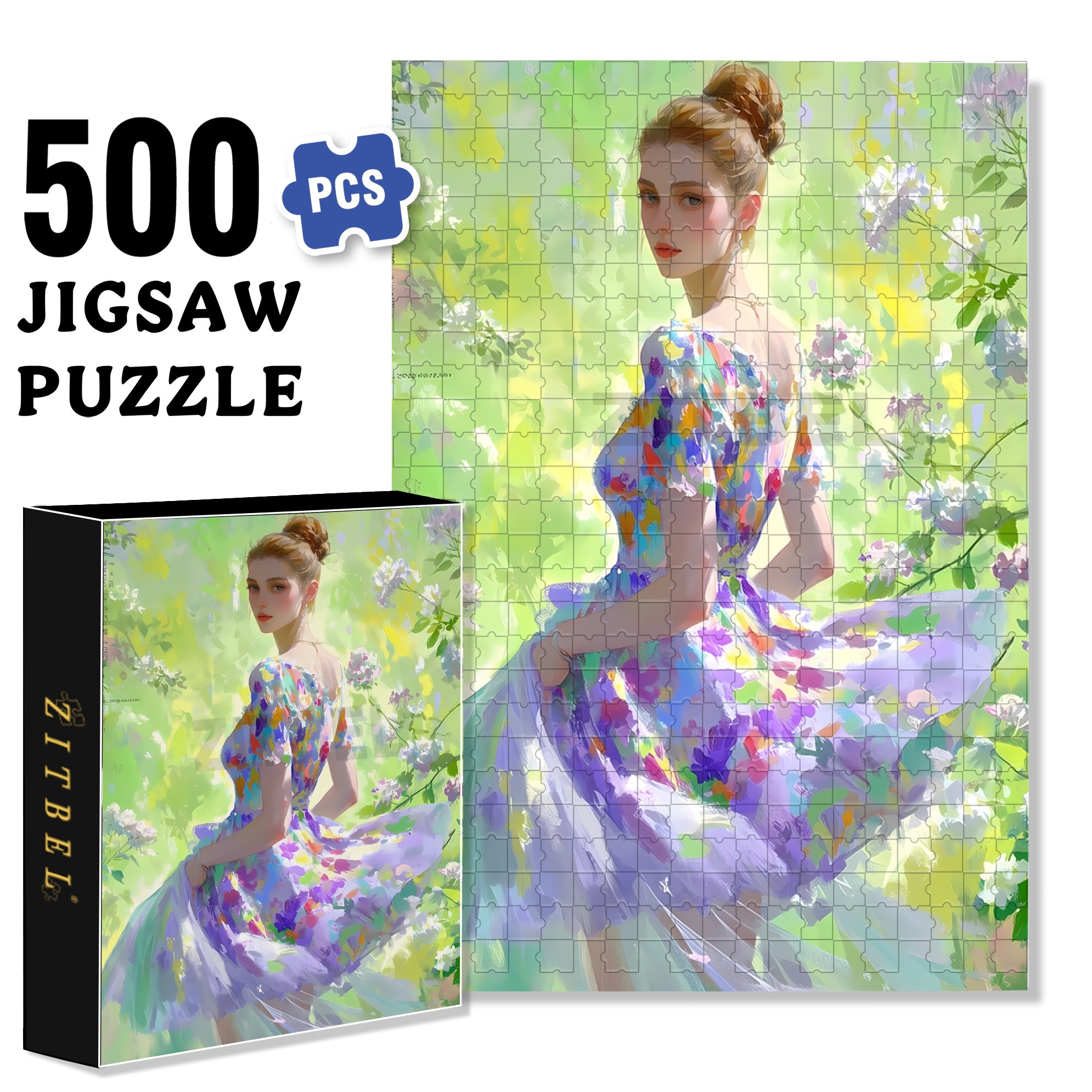 Flowing Dress 500pcs/1000pcs Jigsaw Puzzle, Scratch-Resistant, Interactive Family Game & Brain-Boosting DIY Decor, Perfect for Halloween, Christmas & New Year Gifts, Family Puzzle Game