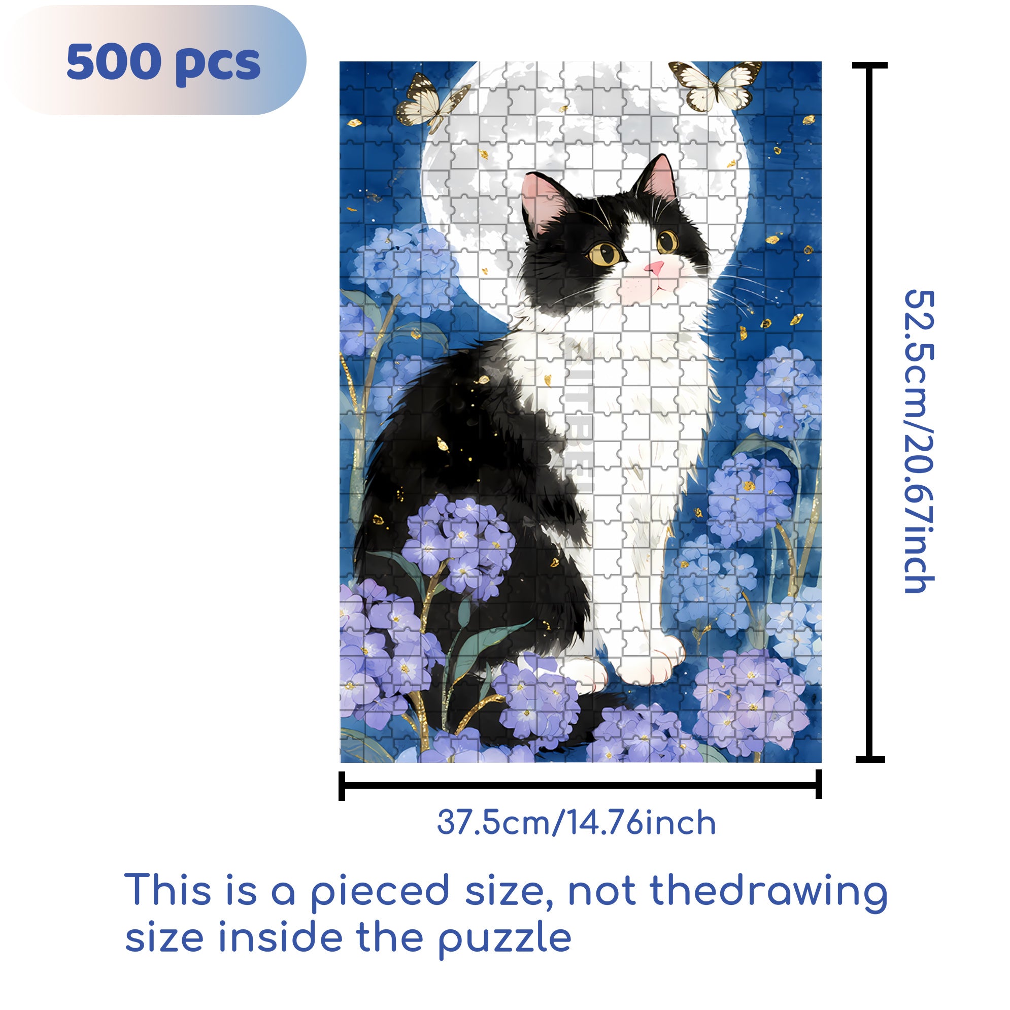 Furry Cat 500pcs/1000pcs Jigsaw Puzzle, Scratch-Resistant, Interactive Family Game & Brain-Boosting DIY Decor, Perfect for Halloween, Christmas & New Year Gifts, Family Puzzle Game
