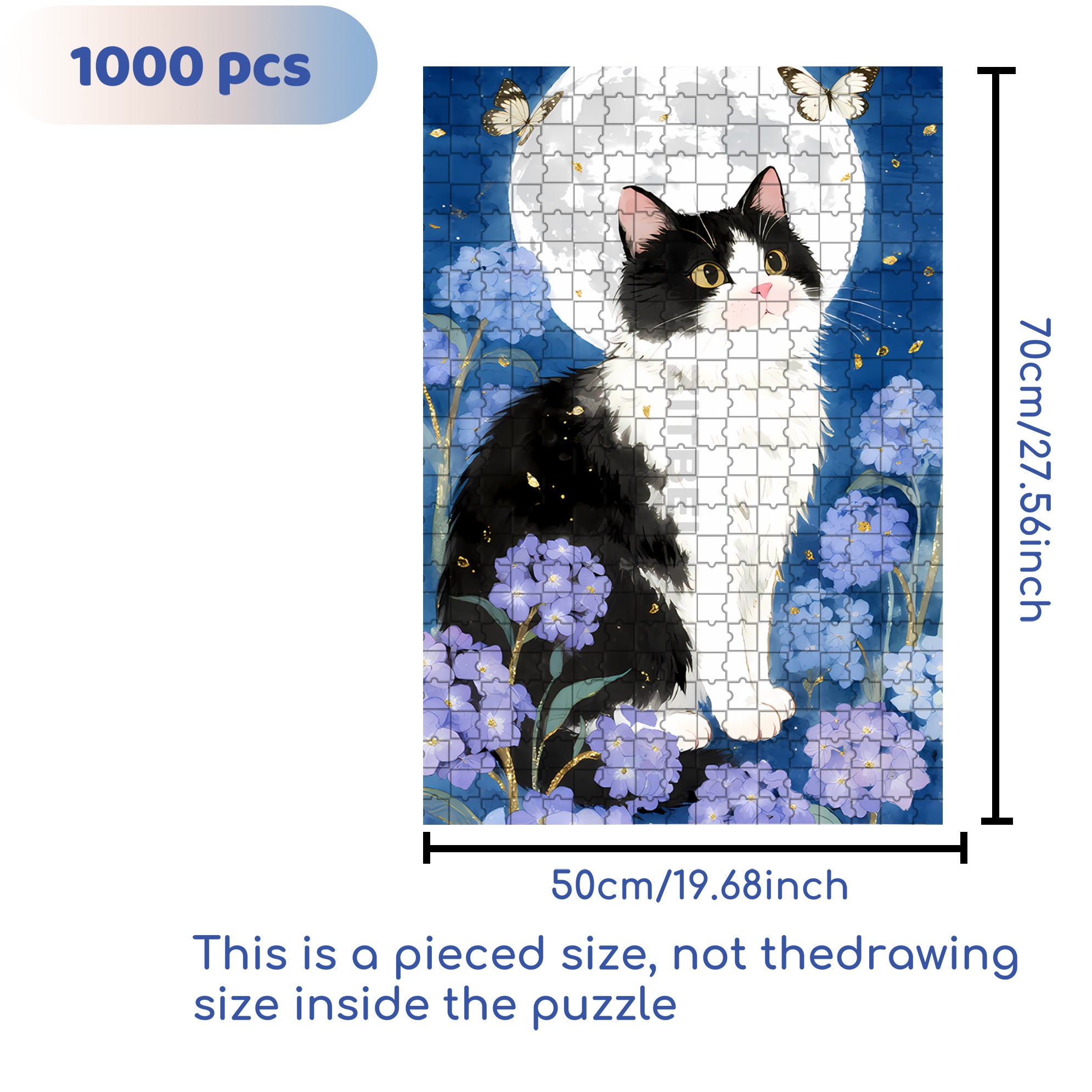 Furry Cat 500pcs/1000pcs Jigsaw Puzzle, Scratch-Resistant, Interactive Family Game & Brain-Boosting DIY Decor, Perfect for Halloween, Christmas & New Year Gifts, Family Puzzle Game
